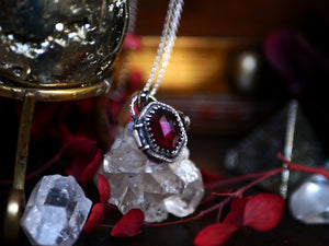 Collier "Poison" Grenat Rouge - Argent 925