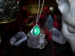 Collier "Simple" Onyx Vert - Argent 925