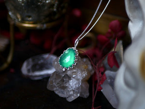 Collier "Simple" Onyx Vert - Argent 925