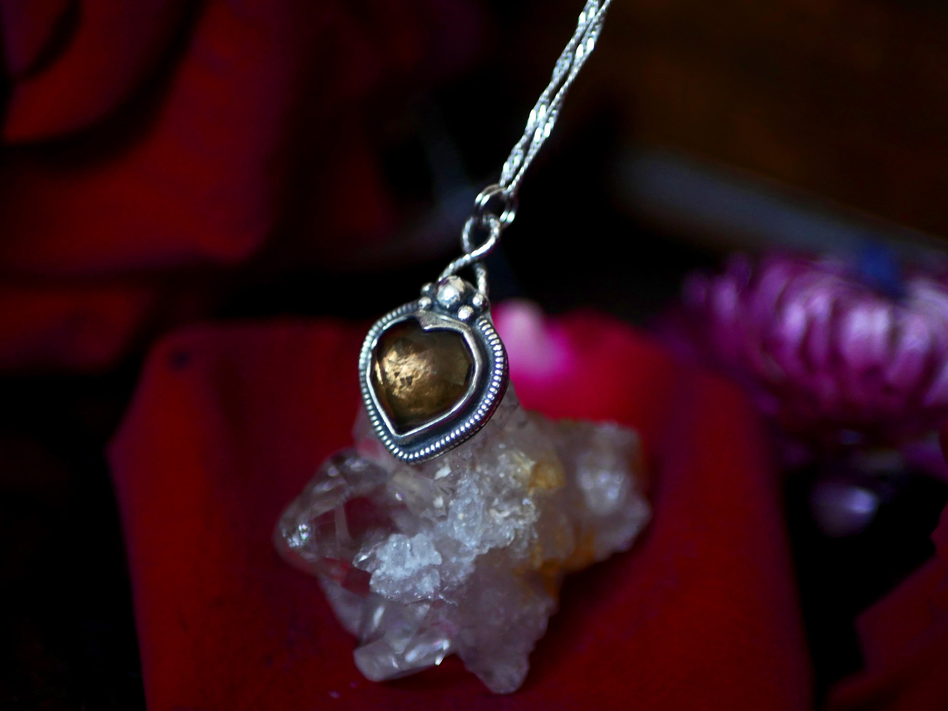 Collier Coeur de Quartz Fumé II - Argent 925