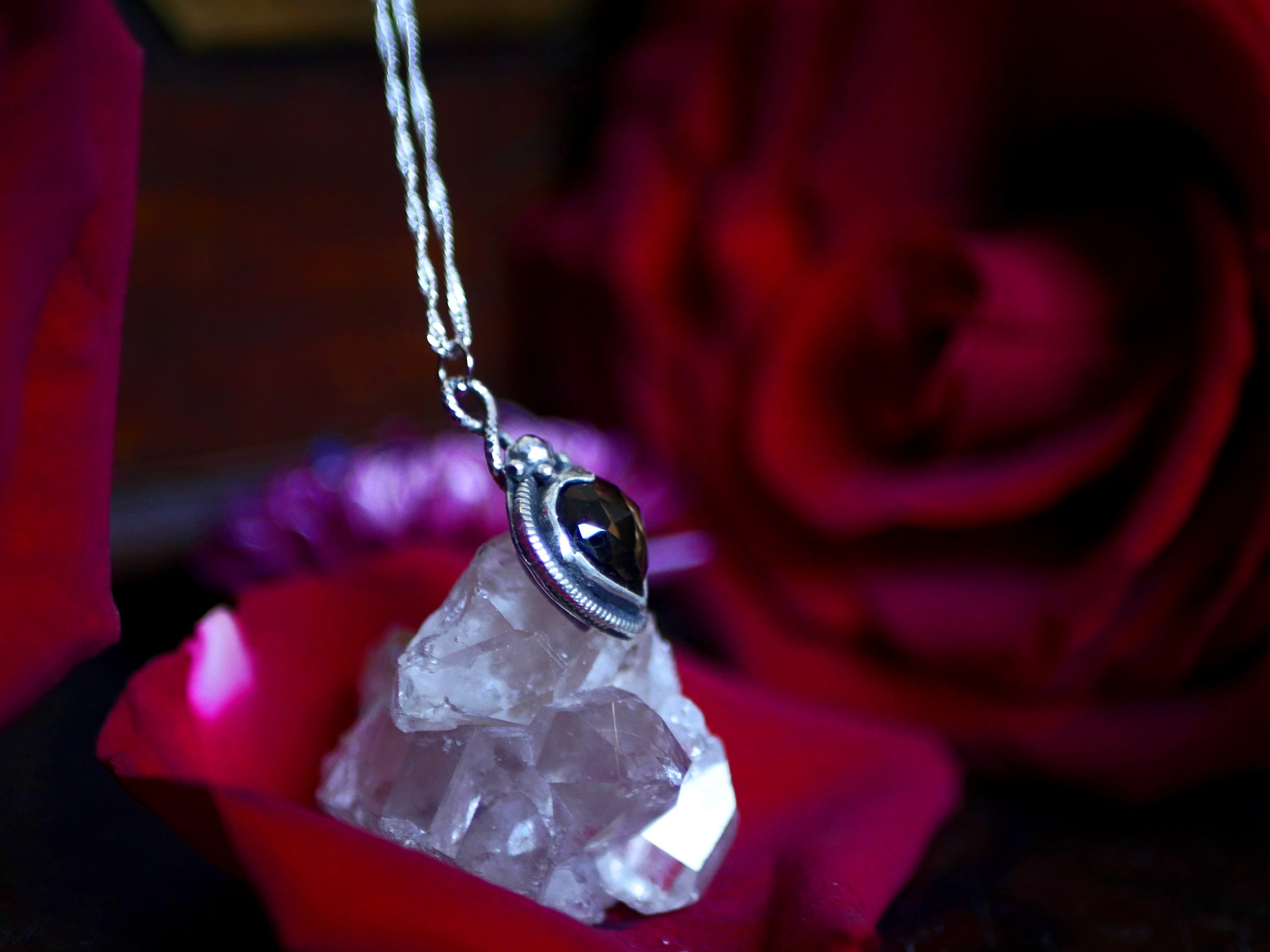 Collier Coeur de Quartz Fumé II - Argent 925