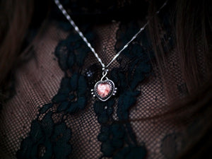 Collier Coeur de Quartz Fraise I - Argent 925