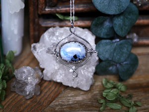 Talisman réversible - Pierre de Lune & Topaze bleue - Argent 925