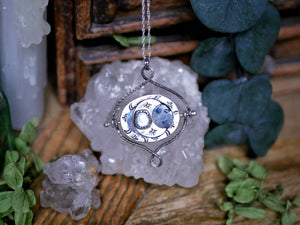 Talisman réversible - Pierre de Lune & Topaze bleue - Argent 925