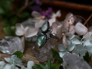 Bague réglable Métamorphoses - Calcédoine & Tanzurine - Argent 925