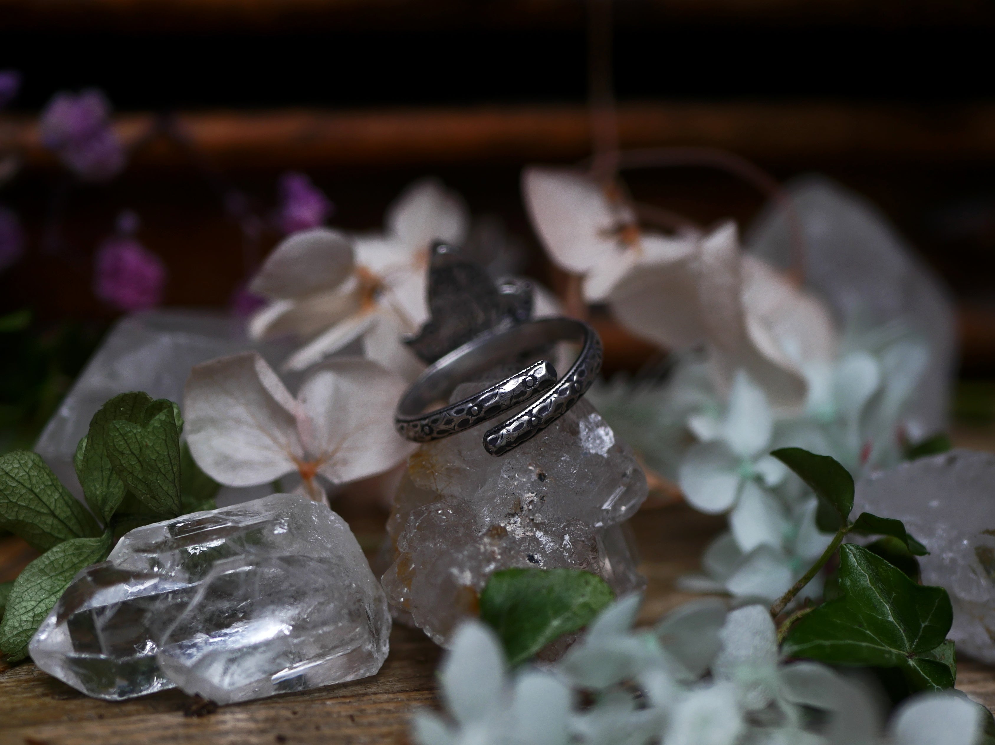 Bague réglable Métamorphoses - Calcédoine & Tanzurine - Argent 925