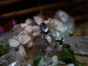 Bague réglable Métamorphoses - Calcédoine & Améthyste - Argent 925