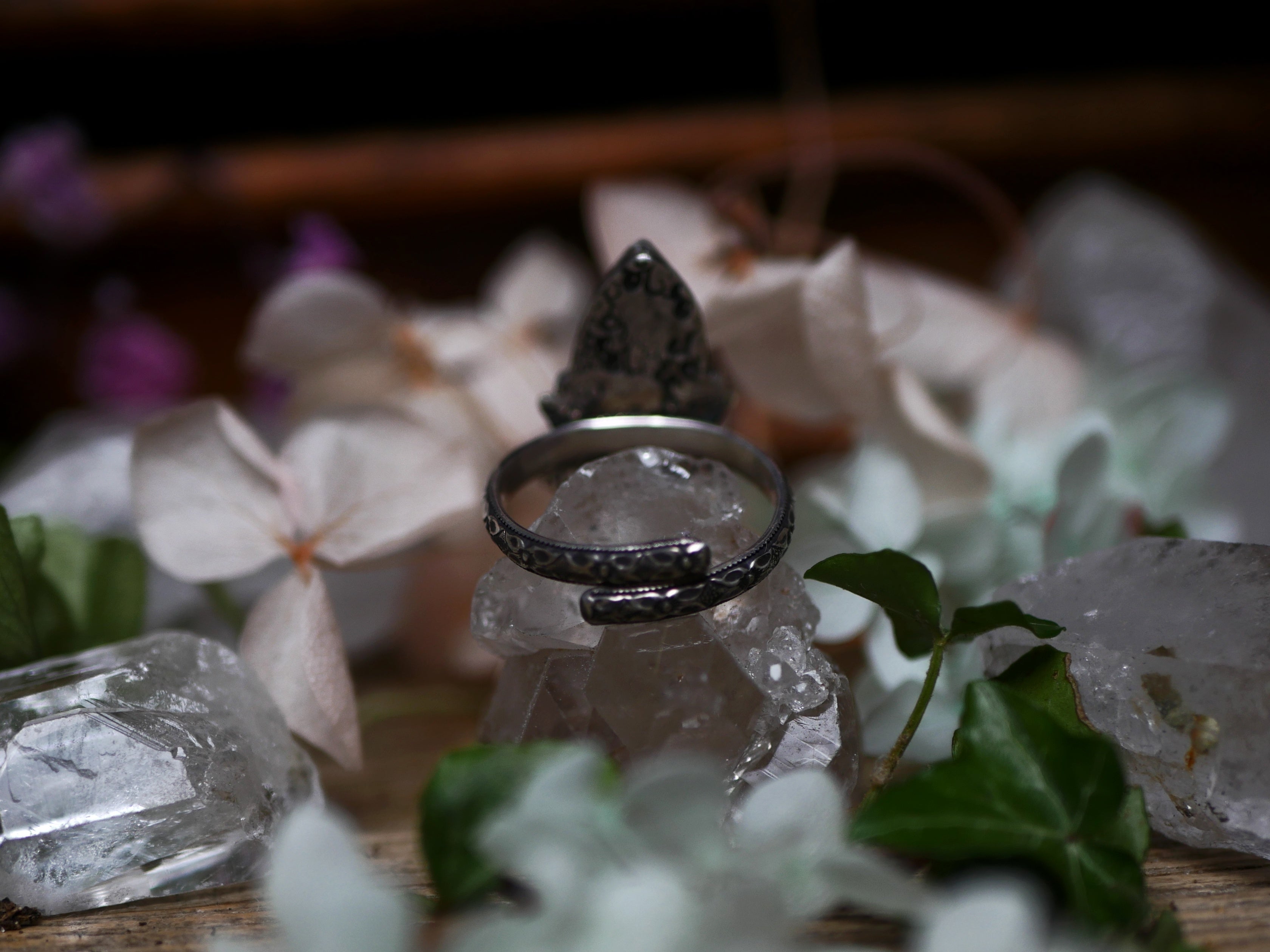Bague réglable Métamorphoses - Calcédoine & Améthyste - Argent 925