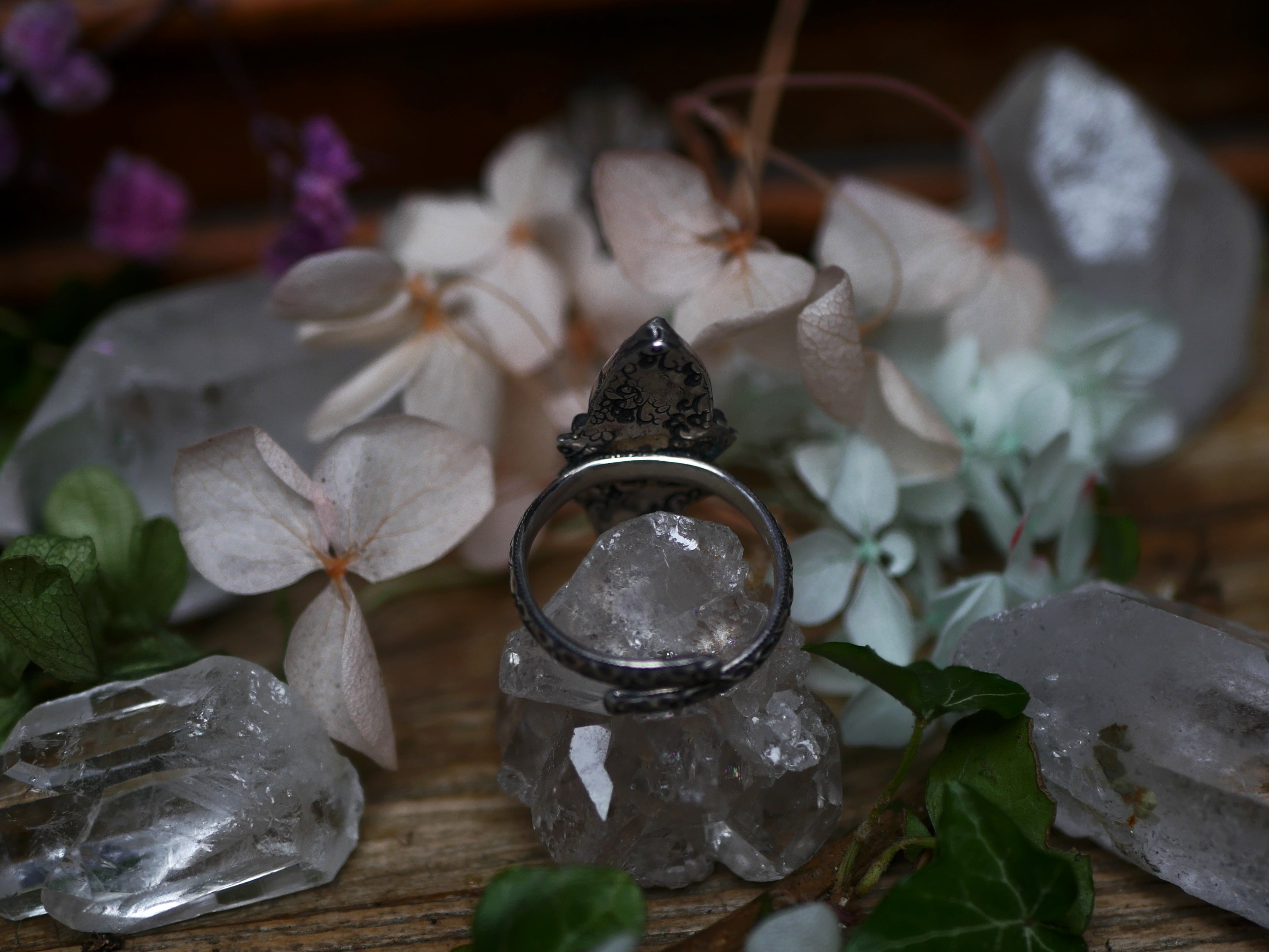 Bague réglable Métamorphoses - Calcédoine & Améthyste - Argent 925