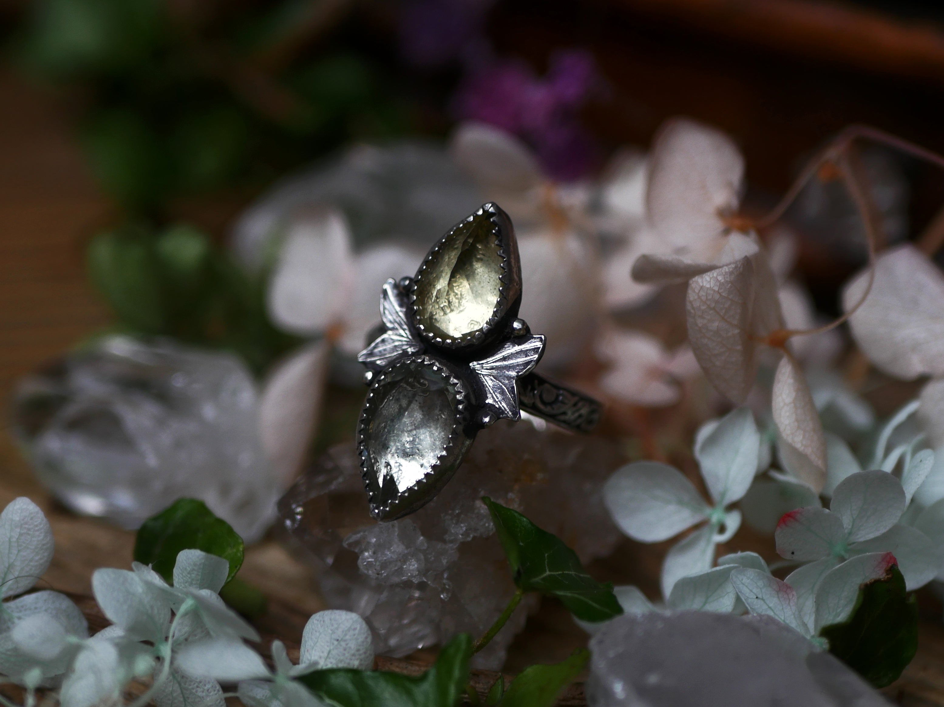 Réservée Jeason - Bague réglable Métamorphoses - Prasiolite & Quartz citron - Argent 925