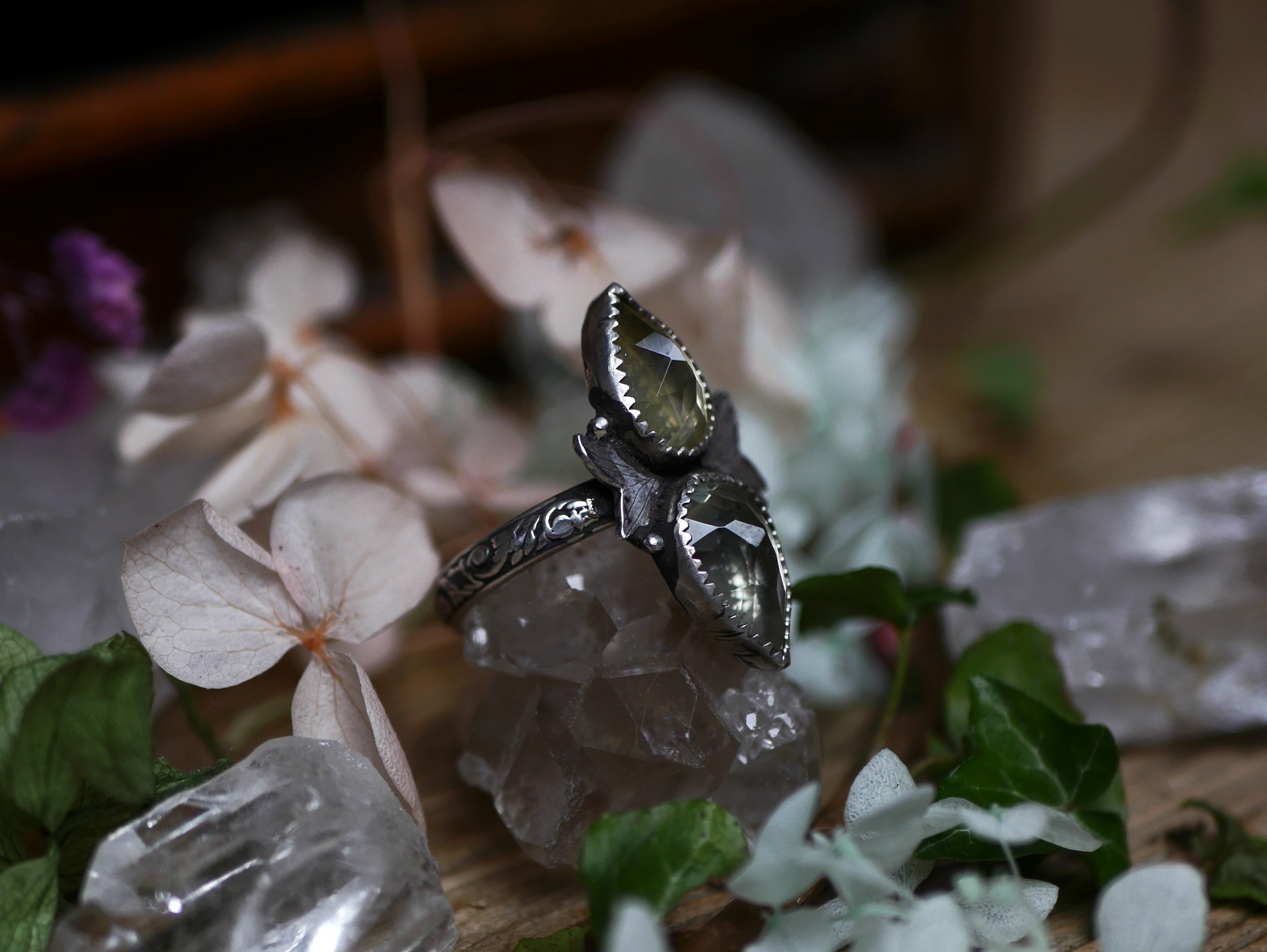 Réservée Jeason - Bague réglable Métamorphoses - Prasiolite & Quartz citron - Argent 925