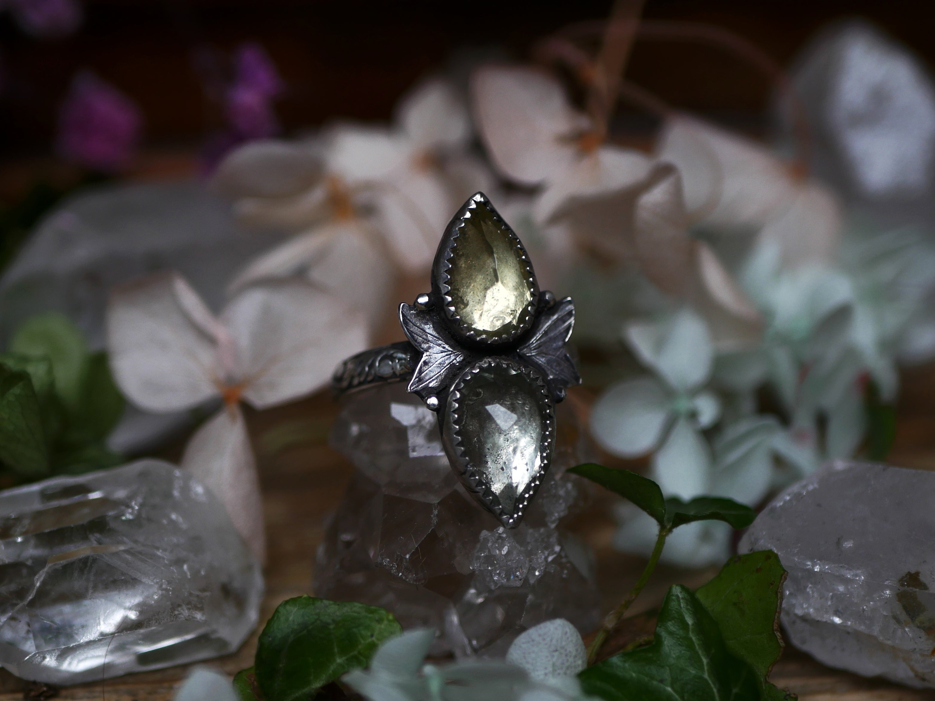 Réservée Jeason - Bague réglable Métamorphoses - Prasiolite & Quartz citron - Argent 925