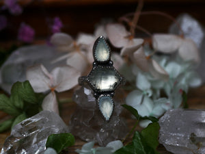 Bague réglable Métamorphoses - Prehnite & Calcédoines - Argent 925