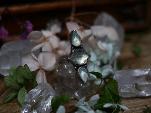 Bague réglable Métamorphoses - Prehnite & Calcédoines - Argent 925