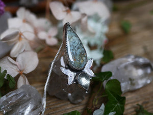 Collier Métamorphoses - Agate & Aigue marine mousse - Argent 925