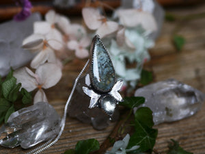 Collier Métamorphoses - Agate & Aigue marine mousse - Argent 925