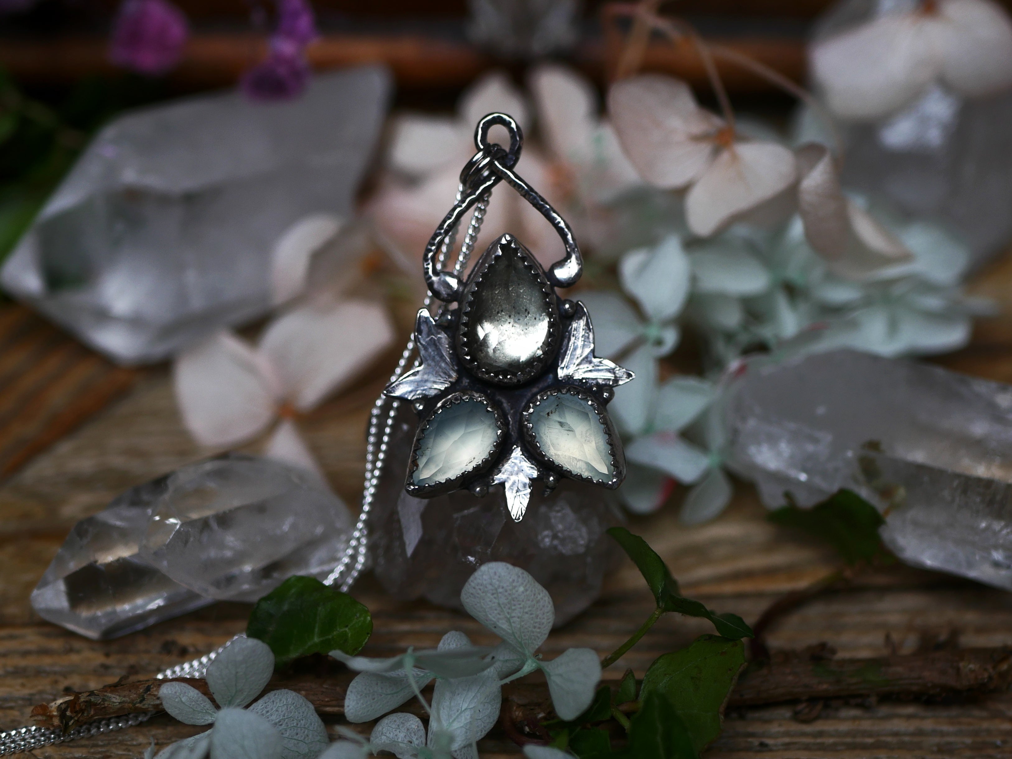 Collier Métamorphoses - Prasiolite & Calcédoines - Argent 925