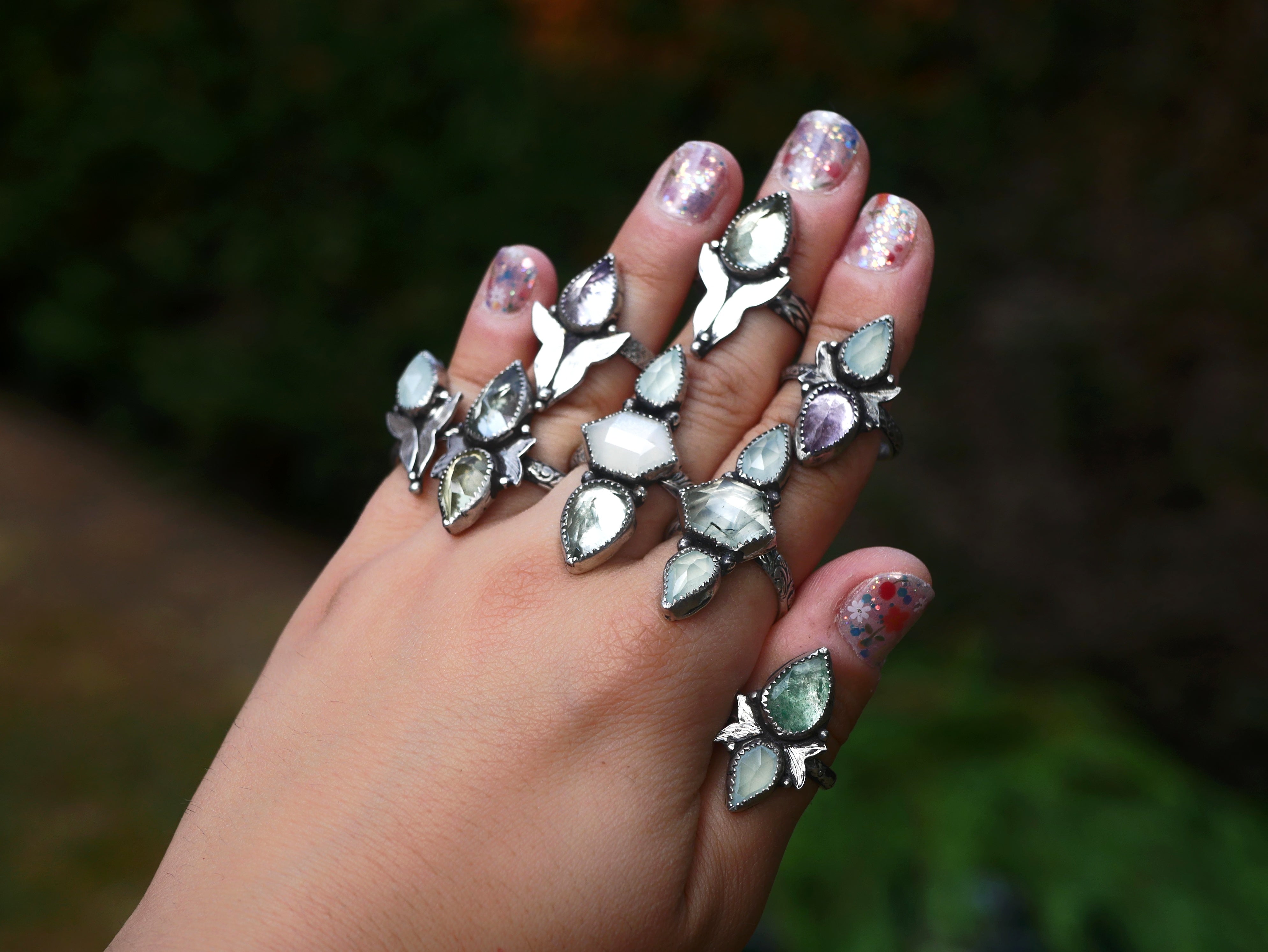 Bague réglable Métamorphoses - Calcédoine & Améthyste - Argent 925