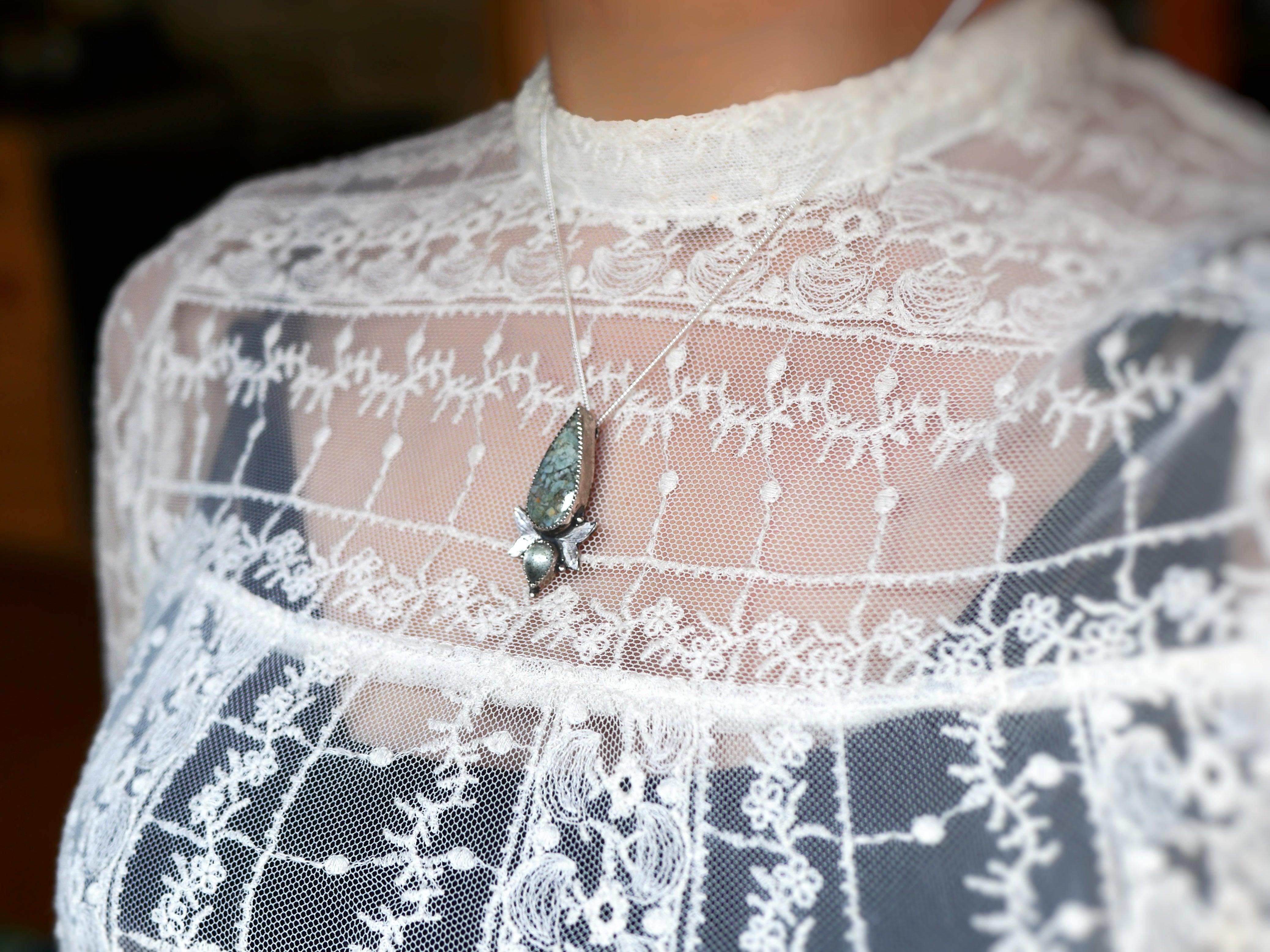 Collier Métamorphoses - Agate & Aigue marine mousse - Argent 925