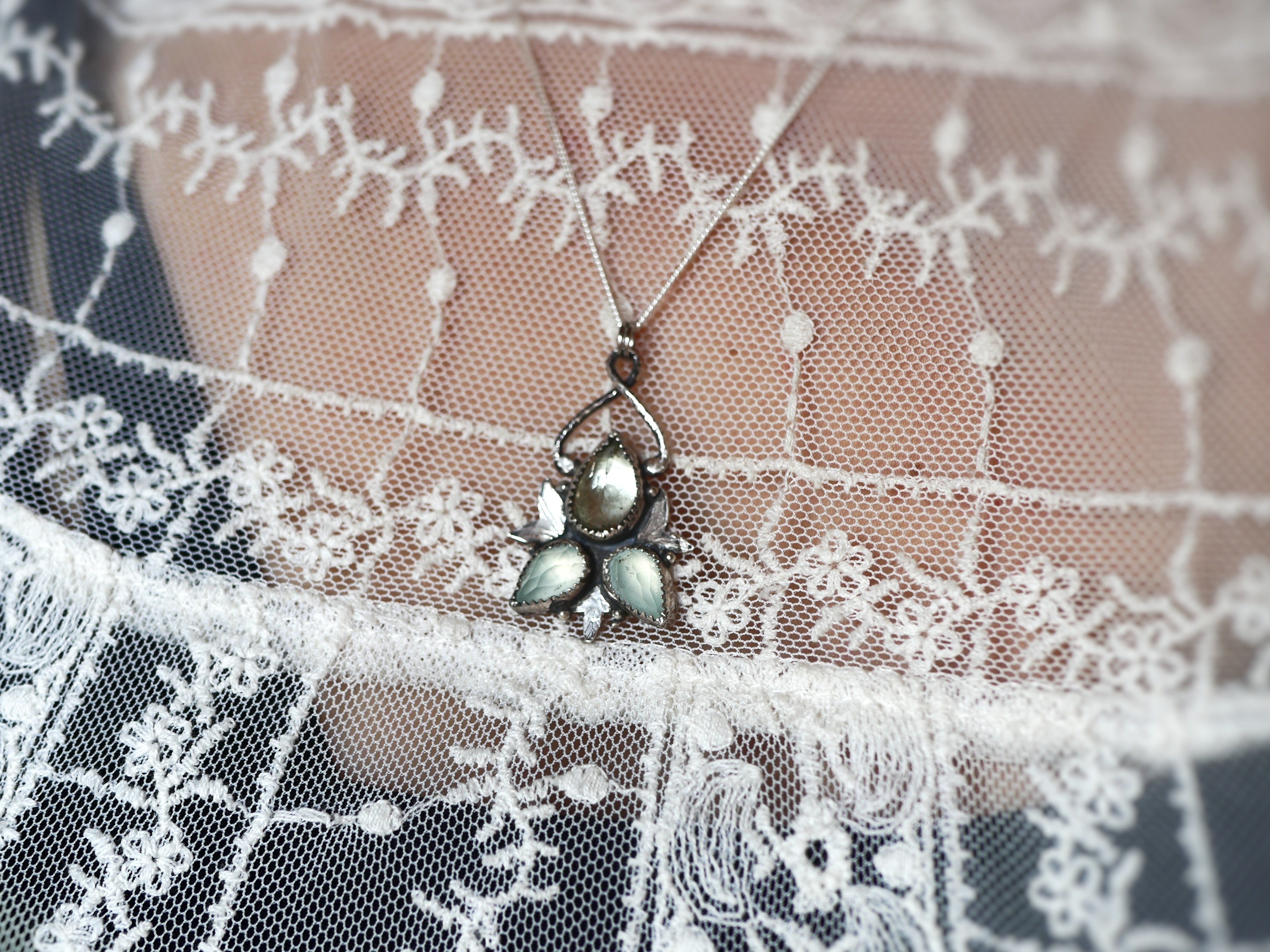 Collier Métamorphoses - Prasiolite & Calcédoines - Argent 925