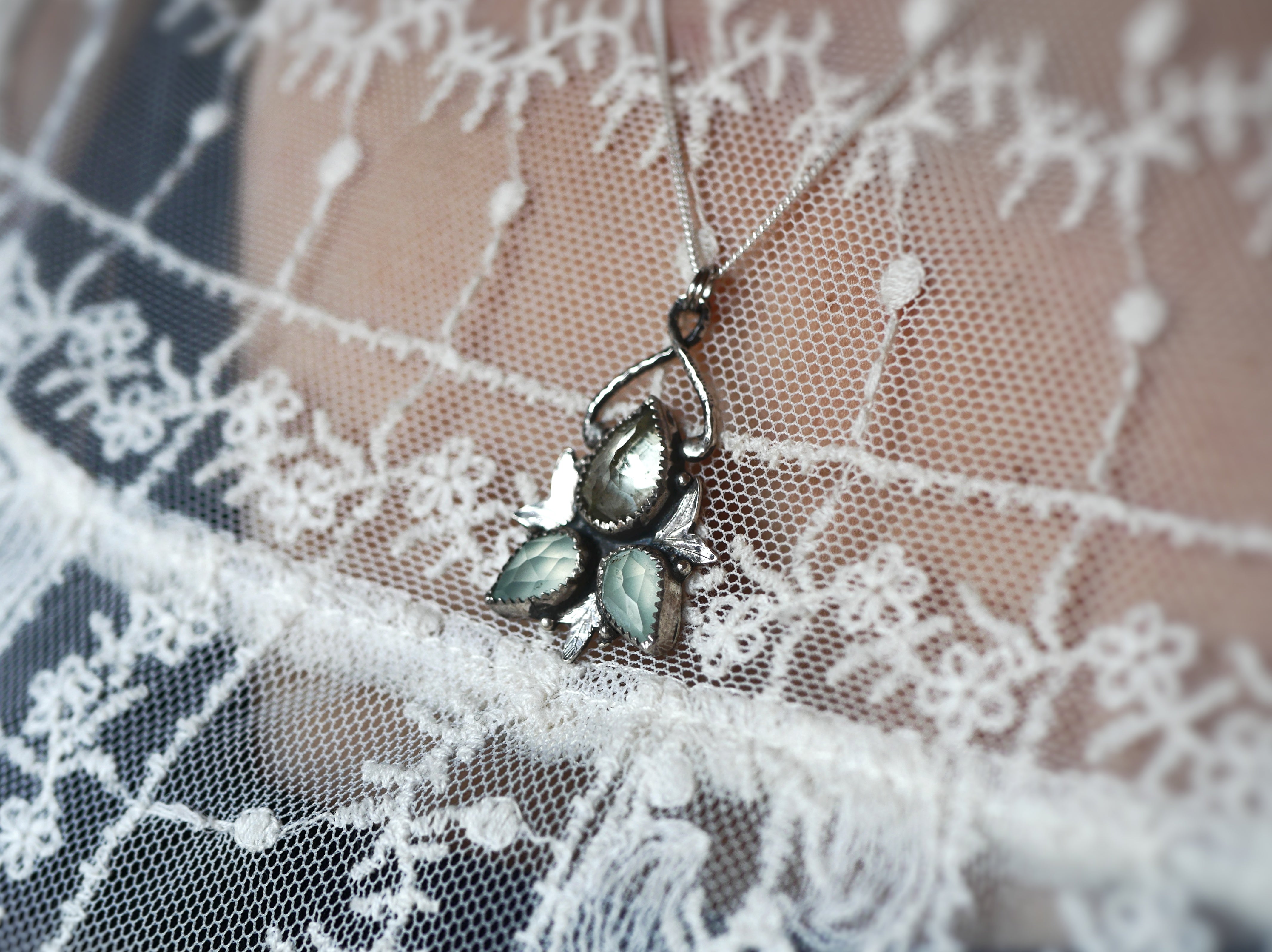 Collier Métamorphoses - Prasiolite & Calcédoines - Argent 925