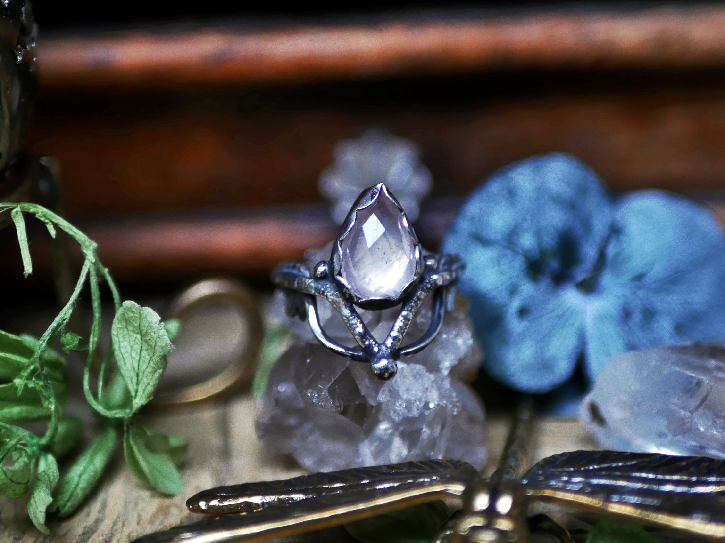 Bague Art Nouveau VI - Quartz Rose & Argent 925