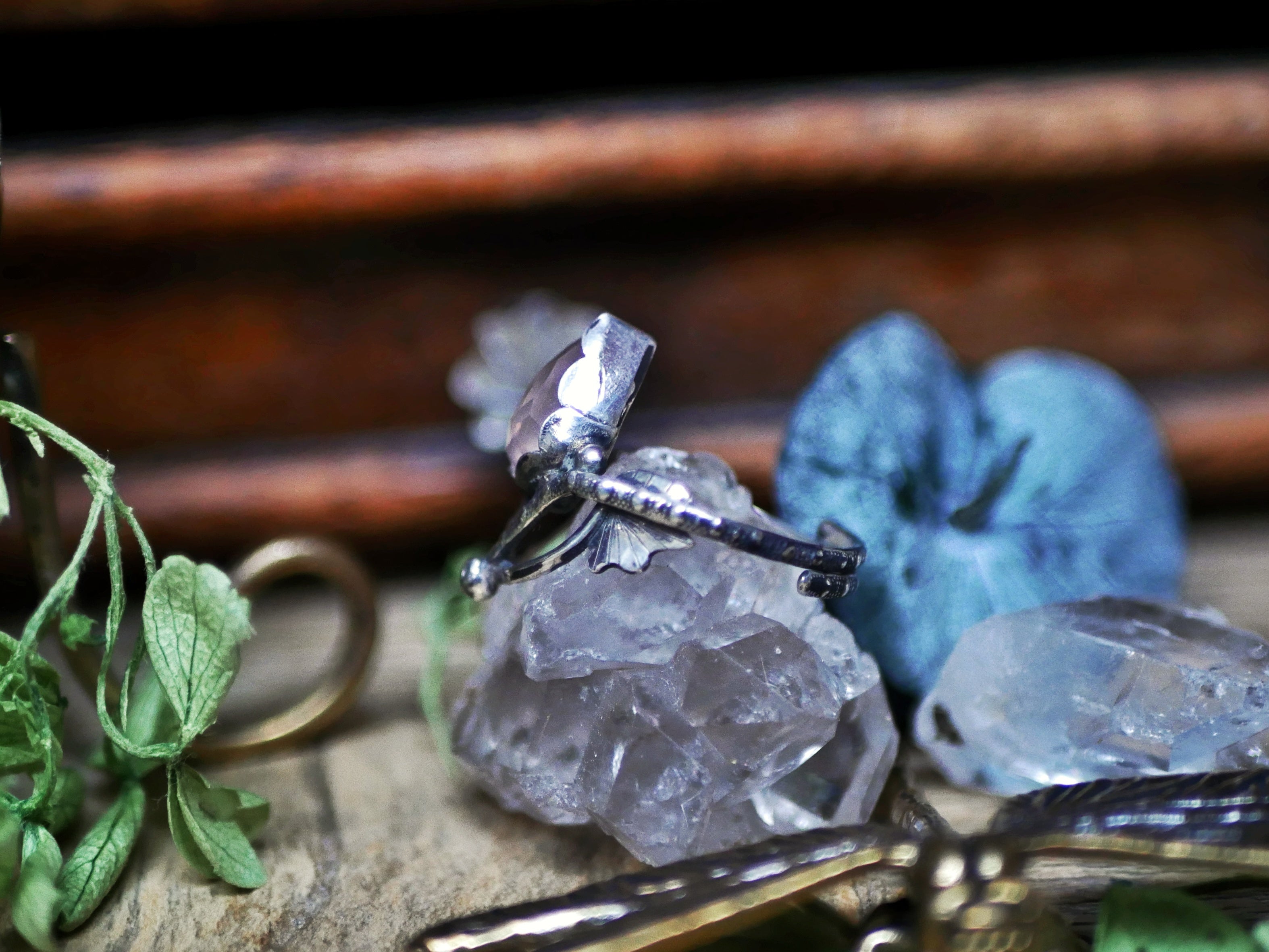 Bague Art Nouveau VI - Quartz Rose & Argent 925
