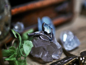 Bague Art Nouveau V - Calcédoine & Argent 925