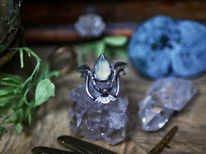 Bague Art Nouveau V - Calcédoine & Argent 925