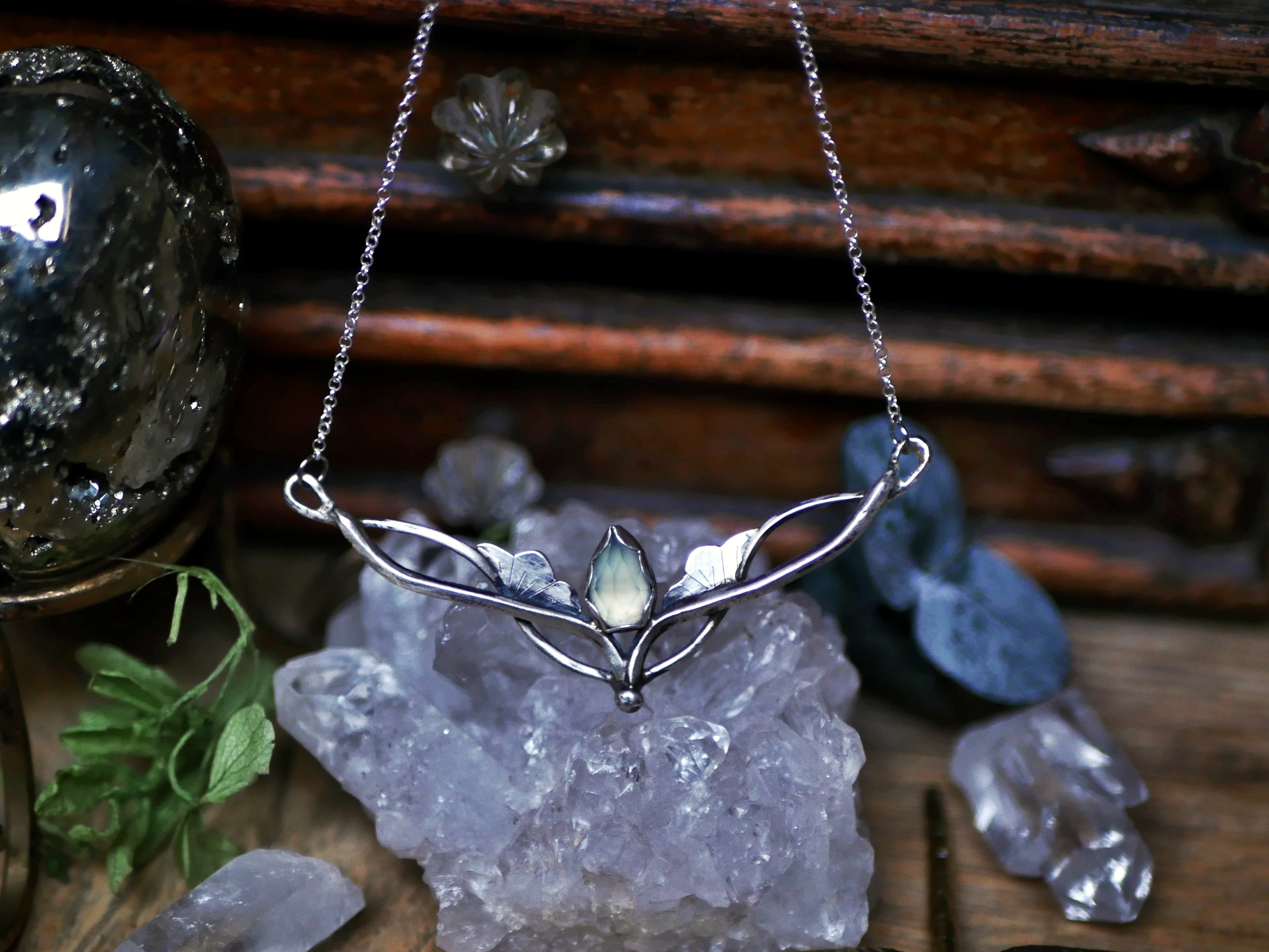 Collier Art Nouveau VI - Calcédoine & Argent 925