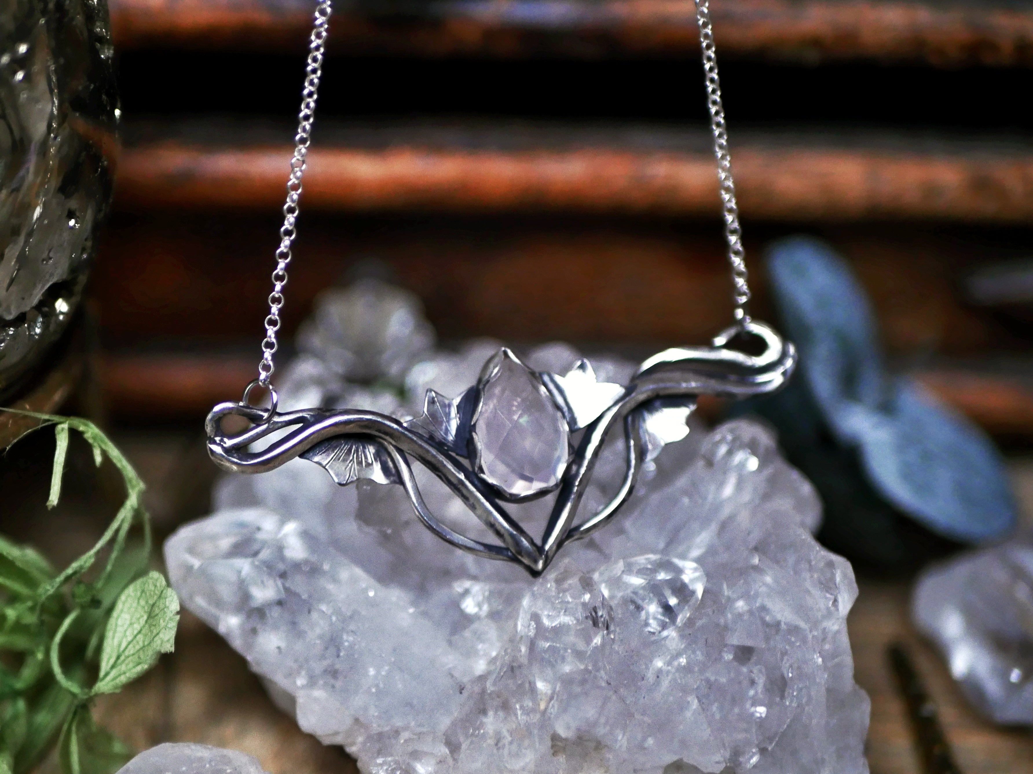 Collier Art Nouveau VI - Quartz rose & Argent 925