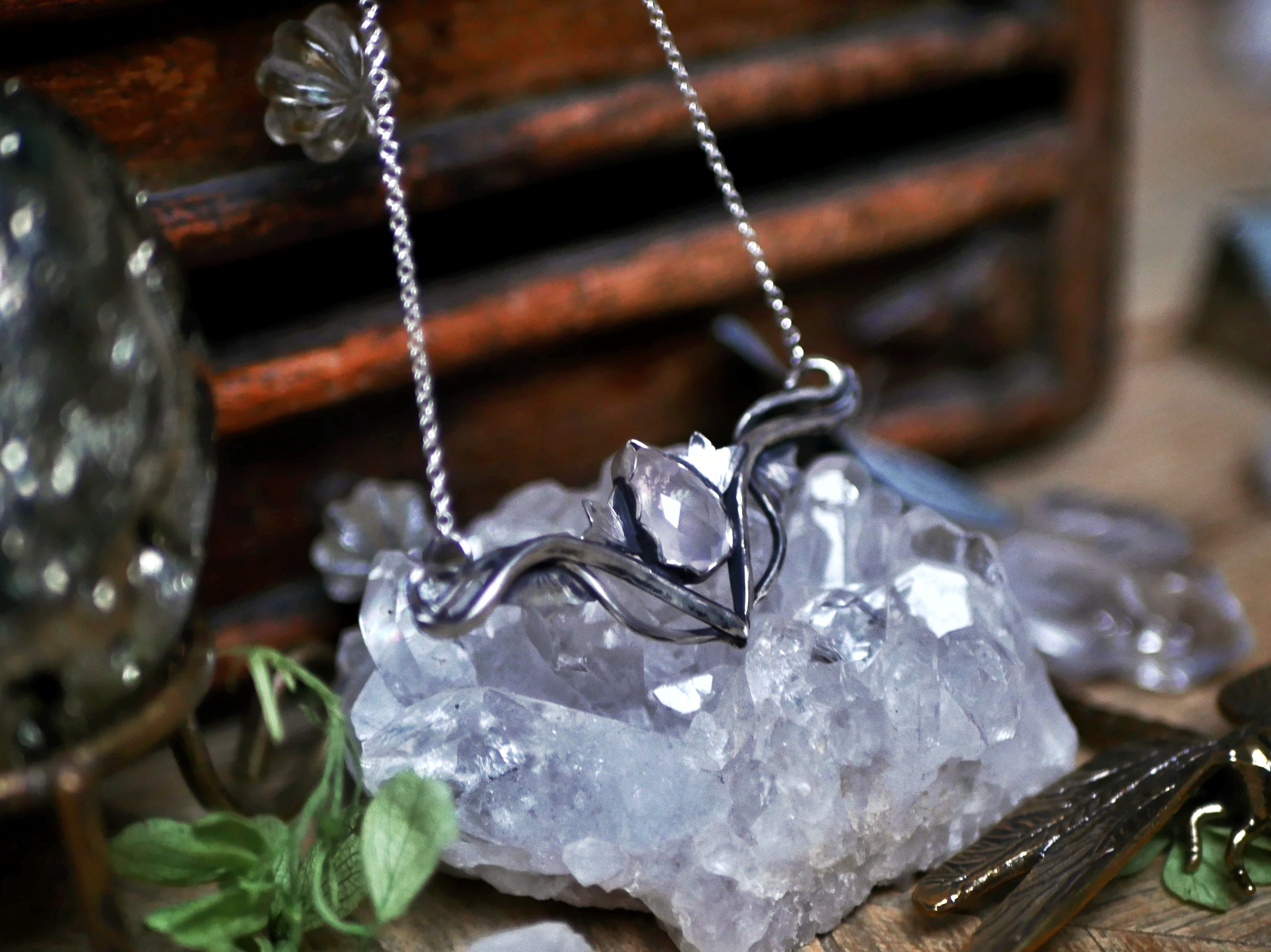 Collier Art Nouveau VI - Quartz rose & Argent 925