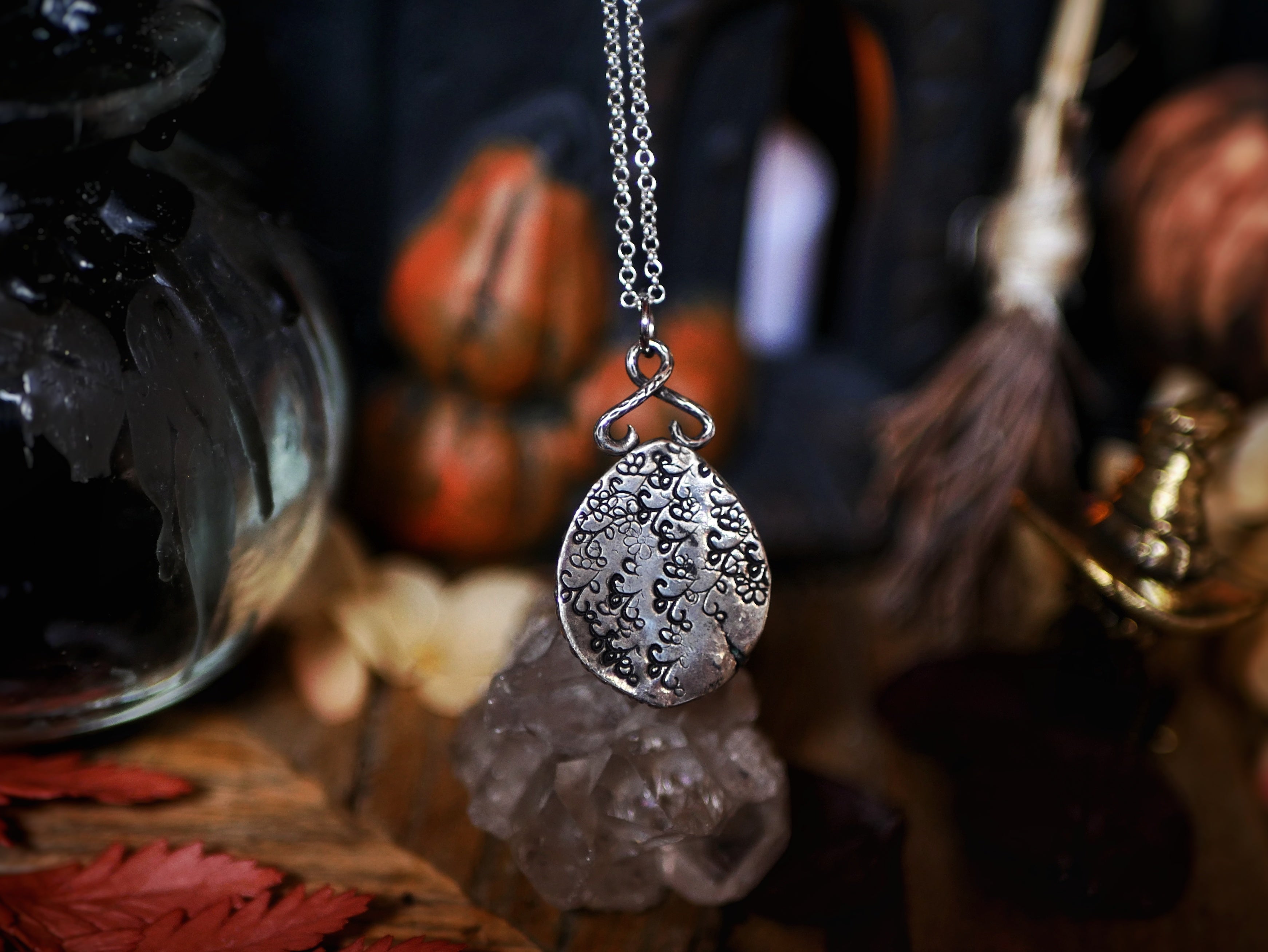 Collier Crâne - Quartz clair - Argent 925