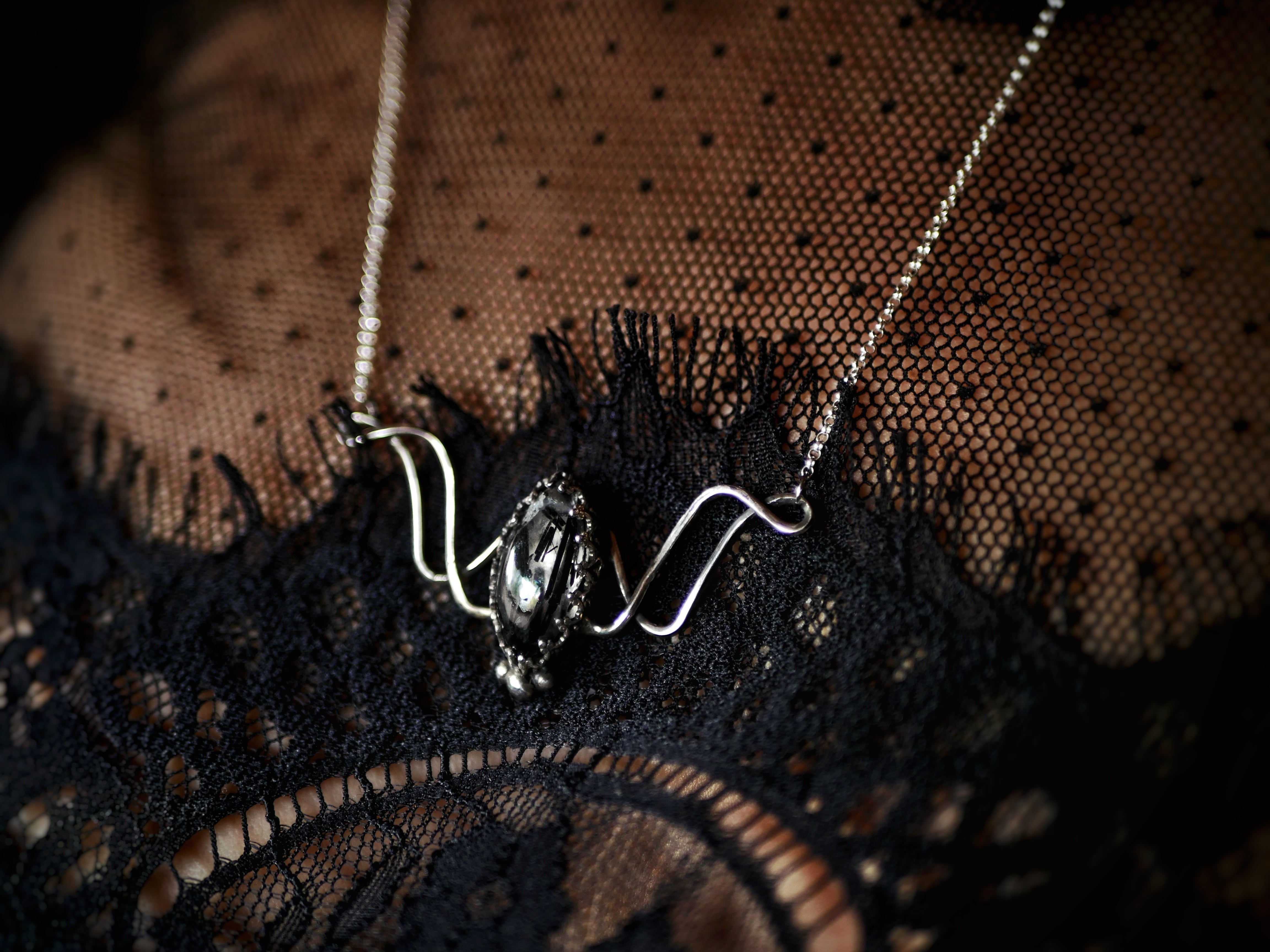 Collier Quartz Tourmaline Marquise - Argent 925