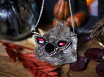Charger l&#39;image dans la galerie, Collier Chauve Souris - Onyx Noir &amp; Grenats rouges  - Argent 925

