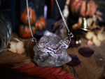 Charger l&#39;image dans la galerie, Collier Chauve Souris - Onyx Noir &amp; Grenats rouges  - Argent 925

