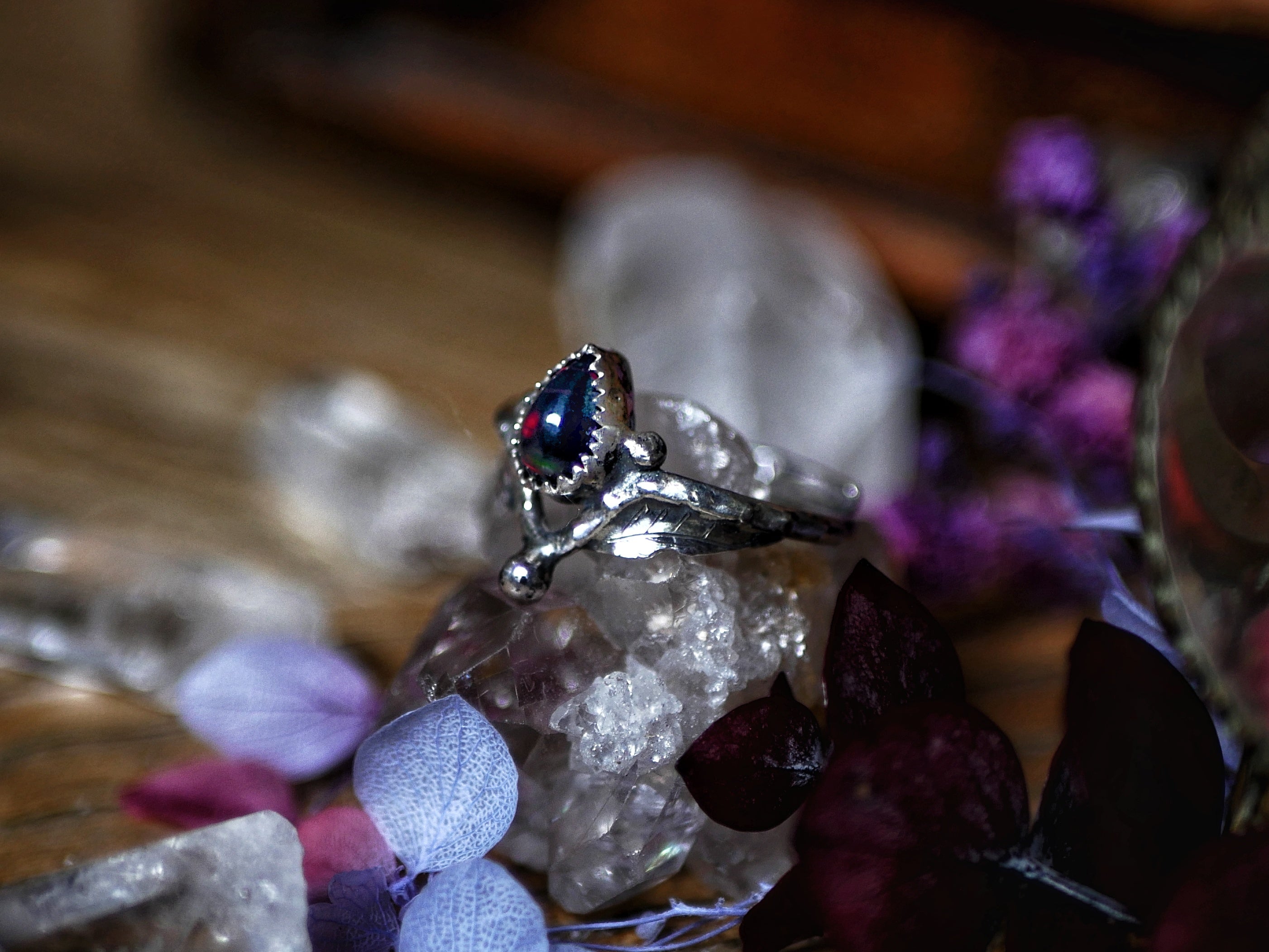 Bague Opale Noire III - Argent 925
