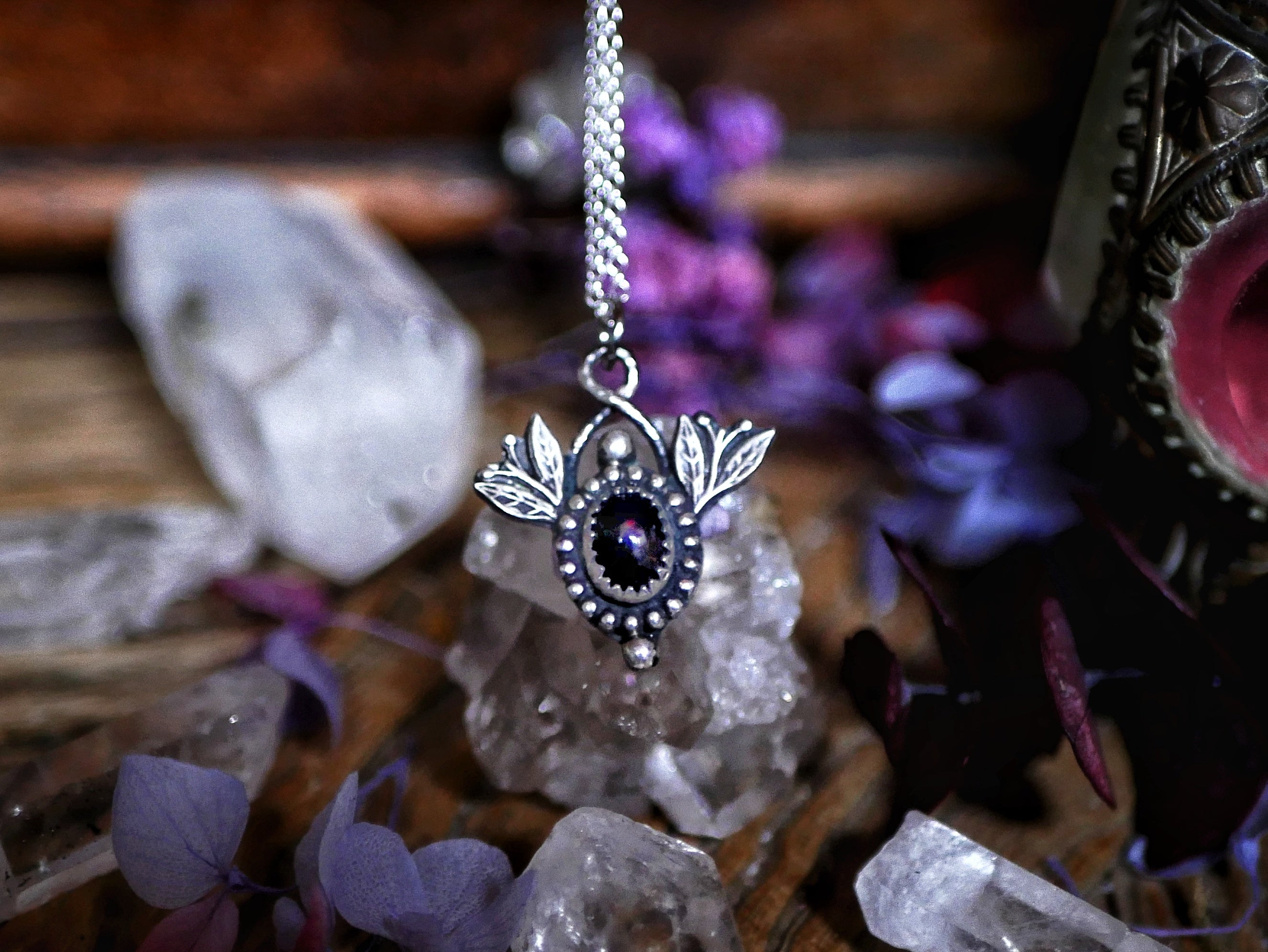 Collier Opale Noire III - Argent 925