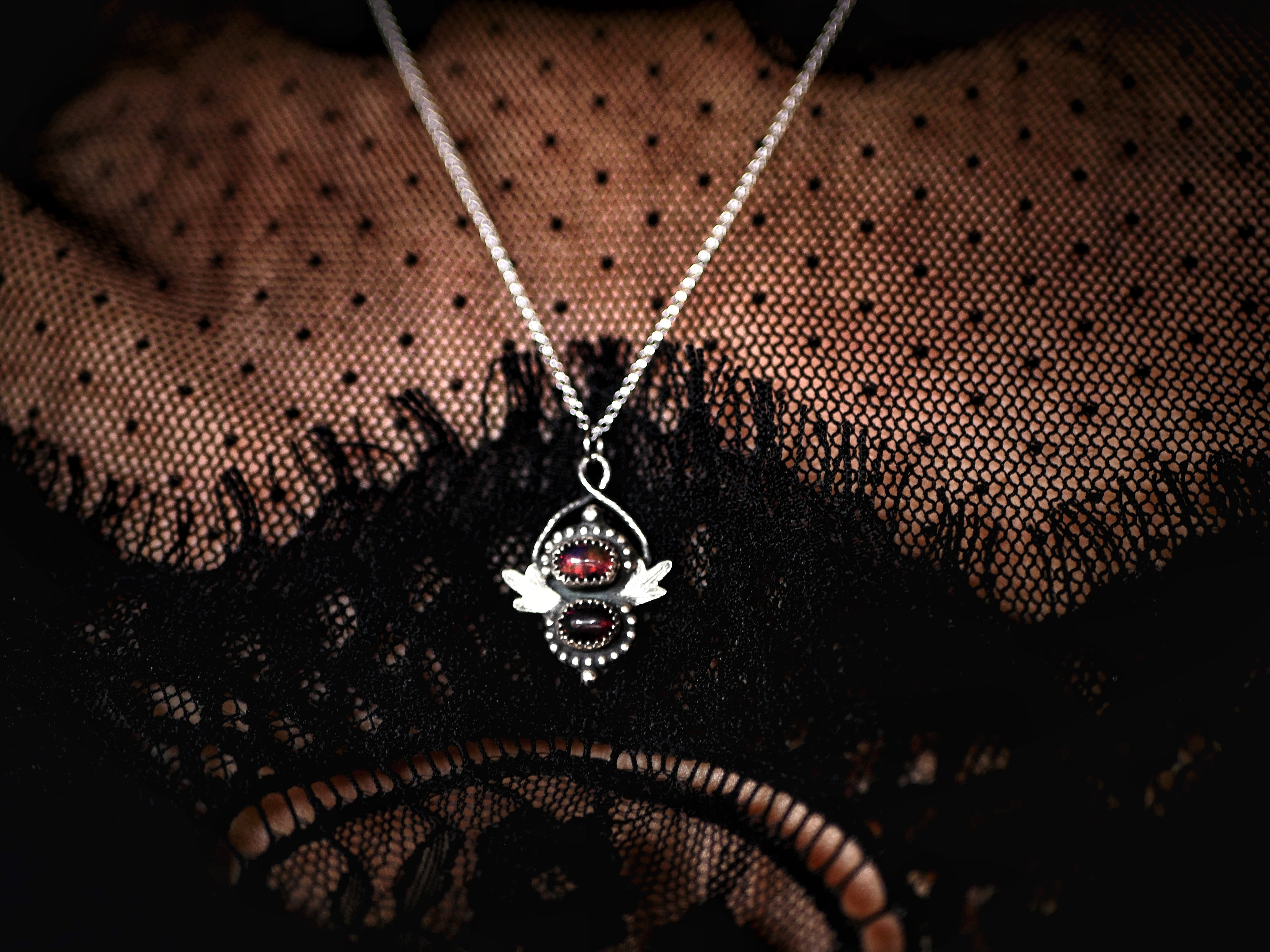 Collier Opale Noire II - Argent 925