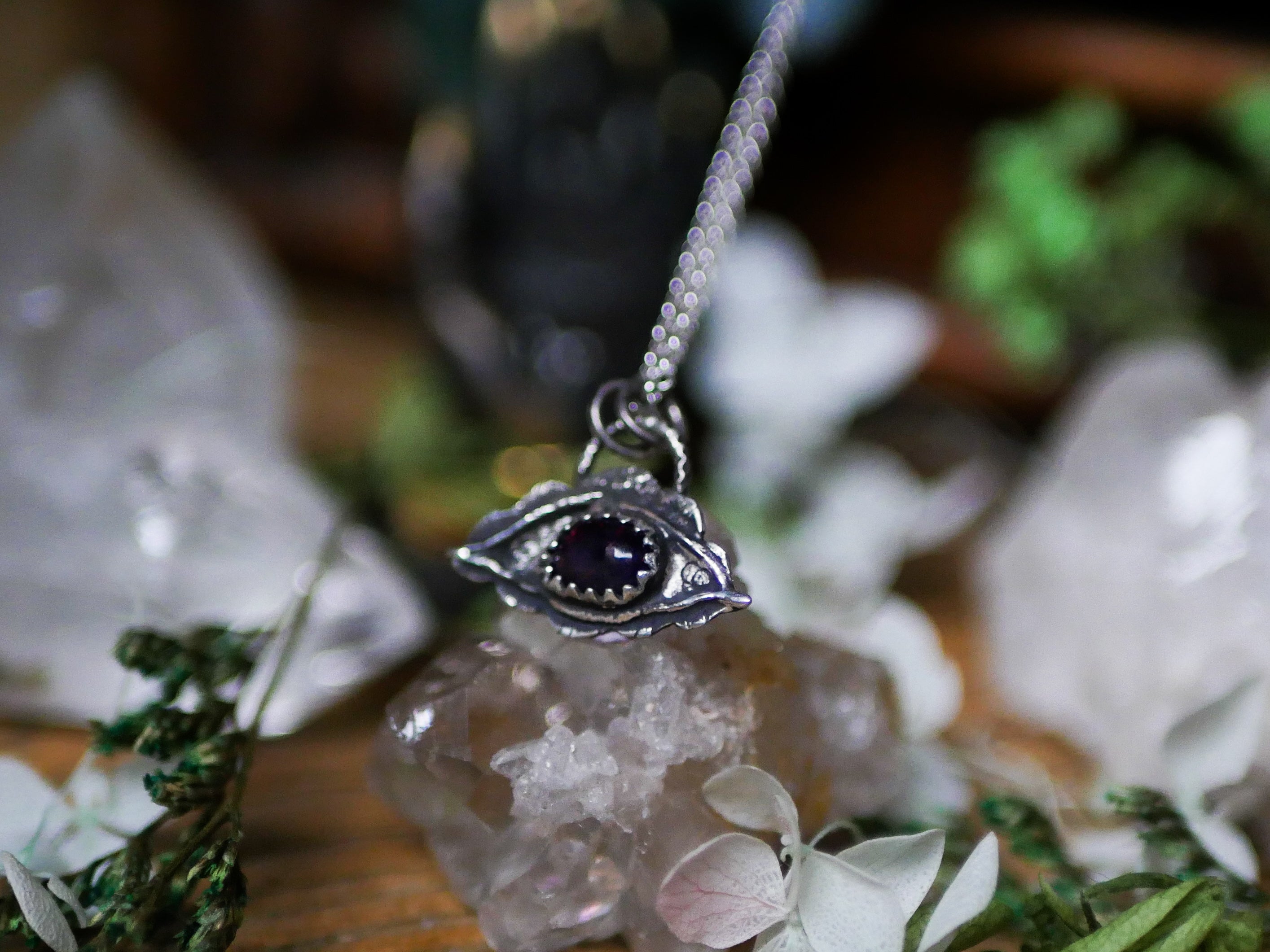 Amulette Oeil IV - Opale noire & Argent 925