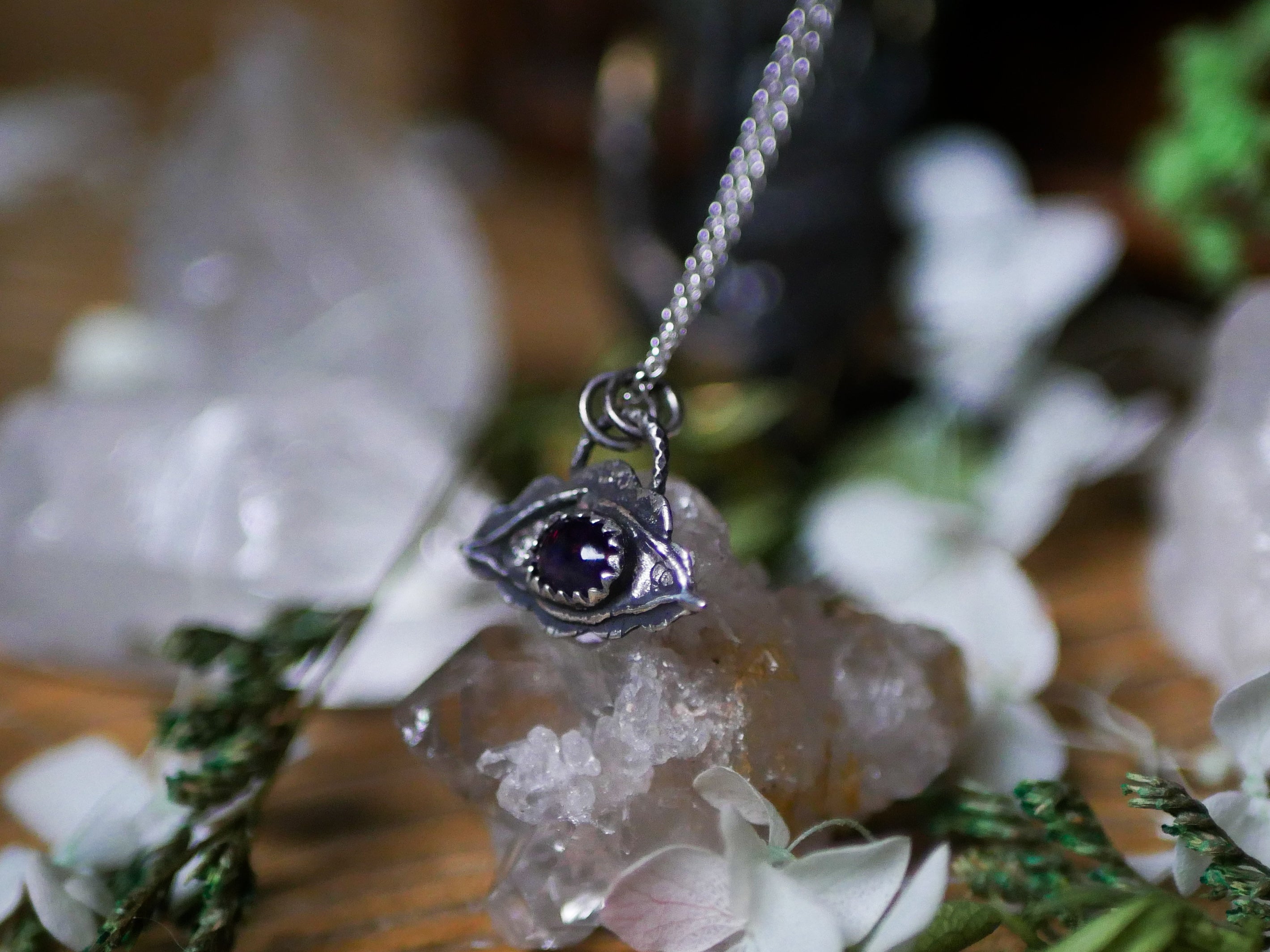 Amulette Oeil IV - Opale noire & Argent 925