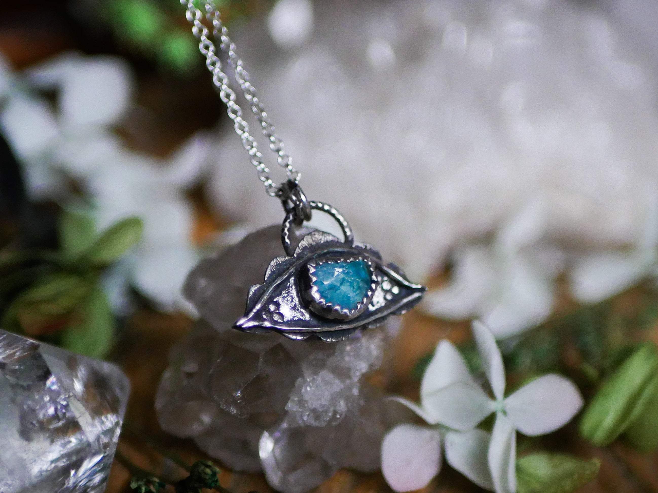 Amulette Oeil VII - Apatite & Argent 925