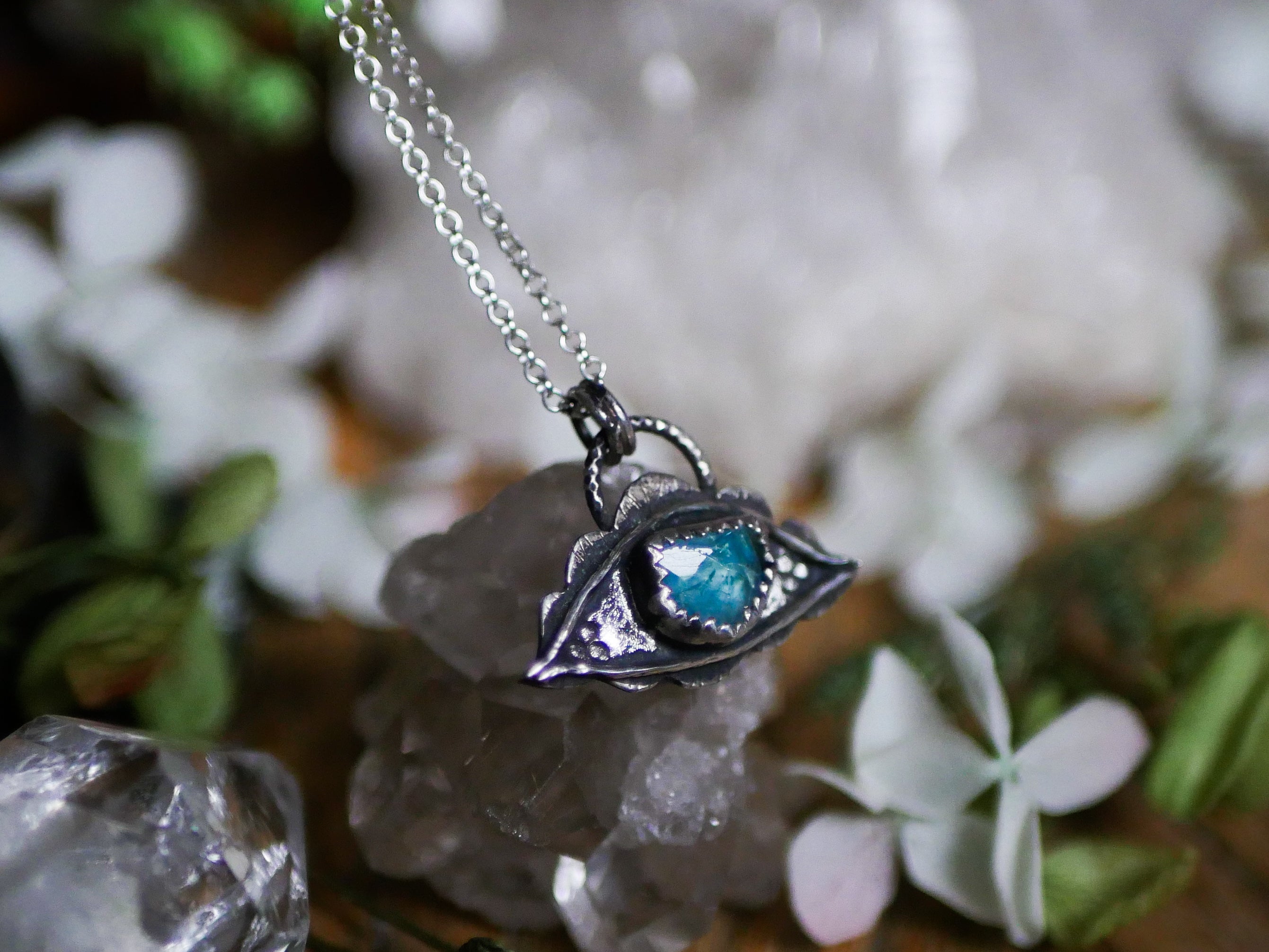 Amulette Oeil VII - Apatite & Argent 925