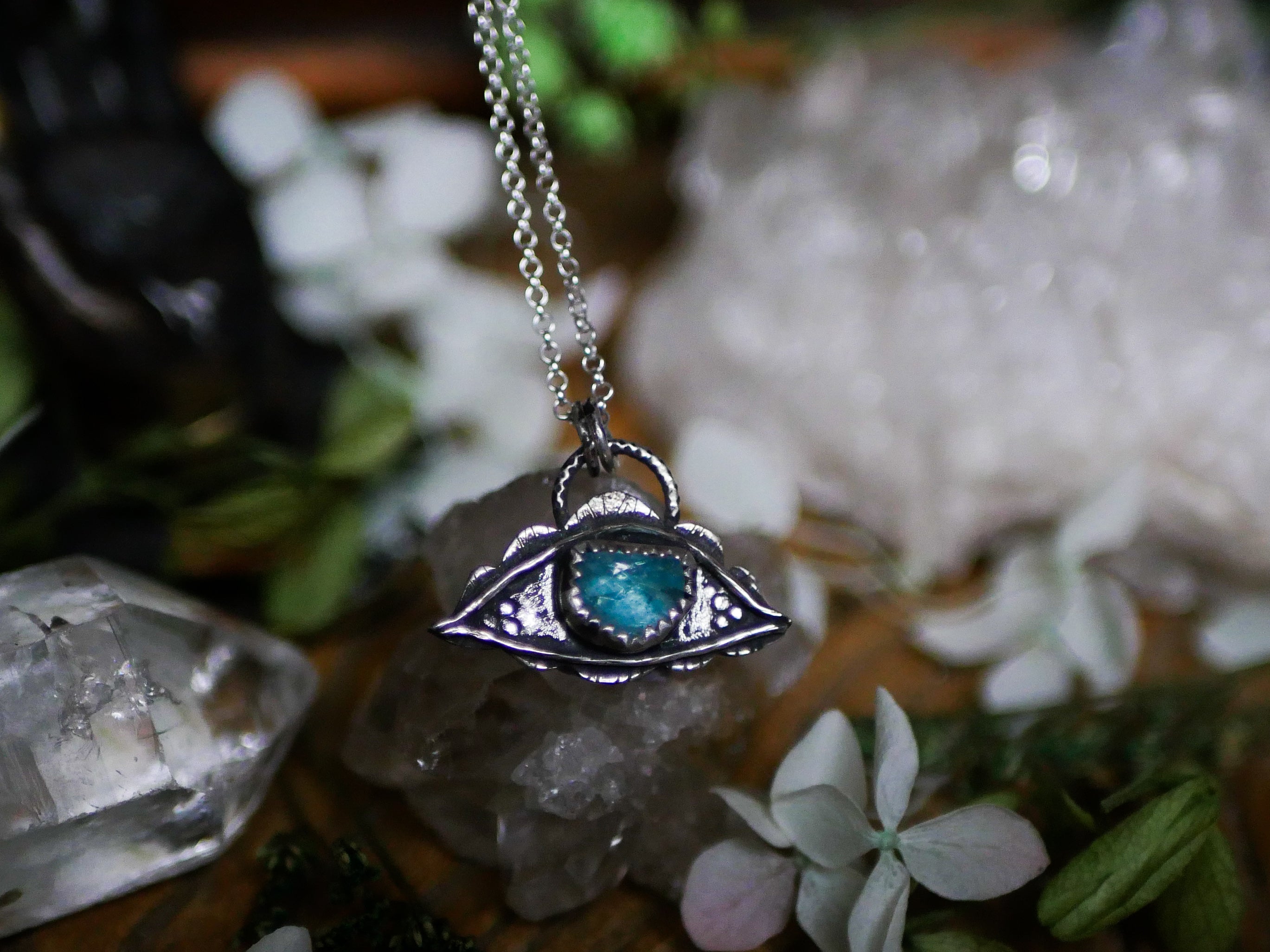 Amulette Oeil VII - Apatite & Argent 925