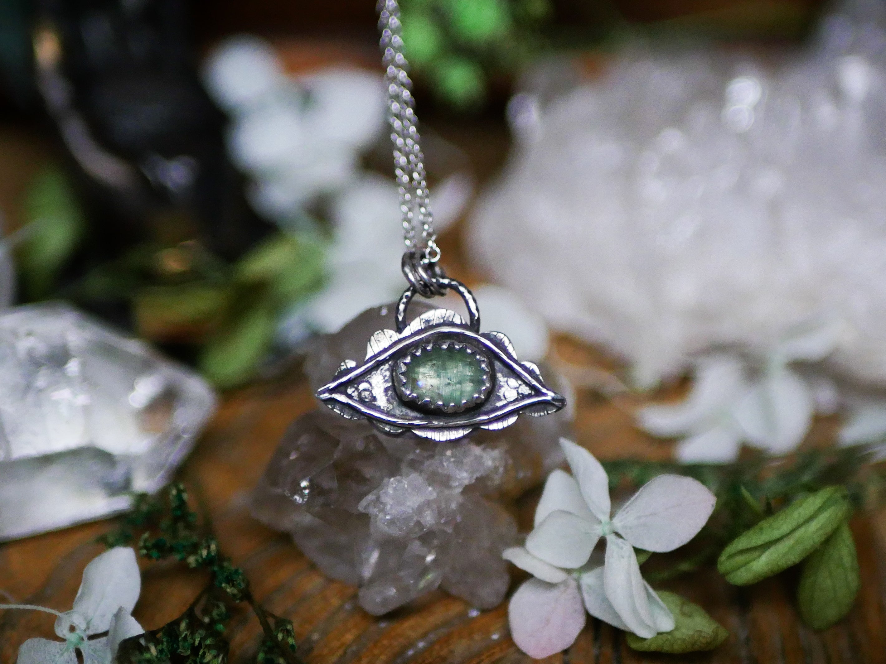 Amulette Oeil VIII - Kyanite verte & Argent 925