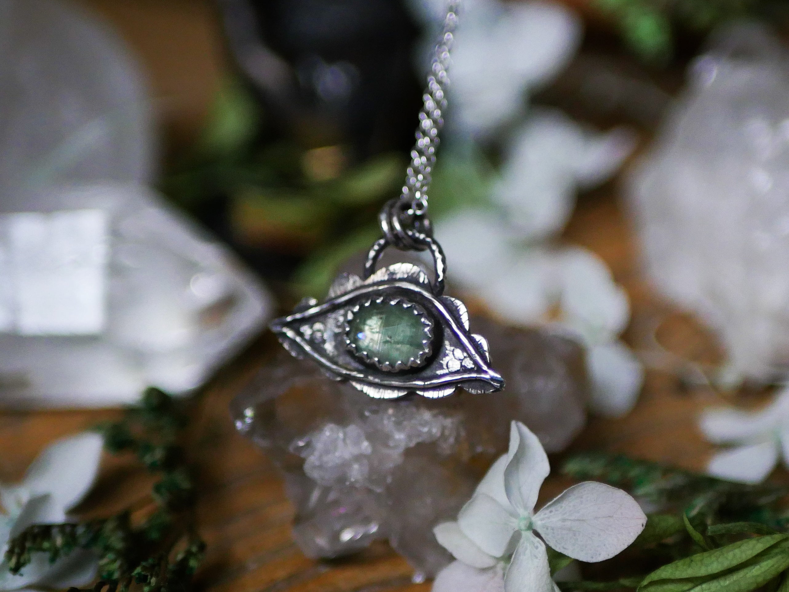 Amulette Oeil VIII - Kyanite verte & Argent 925