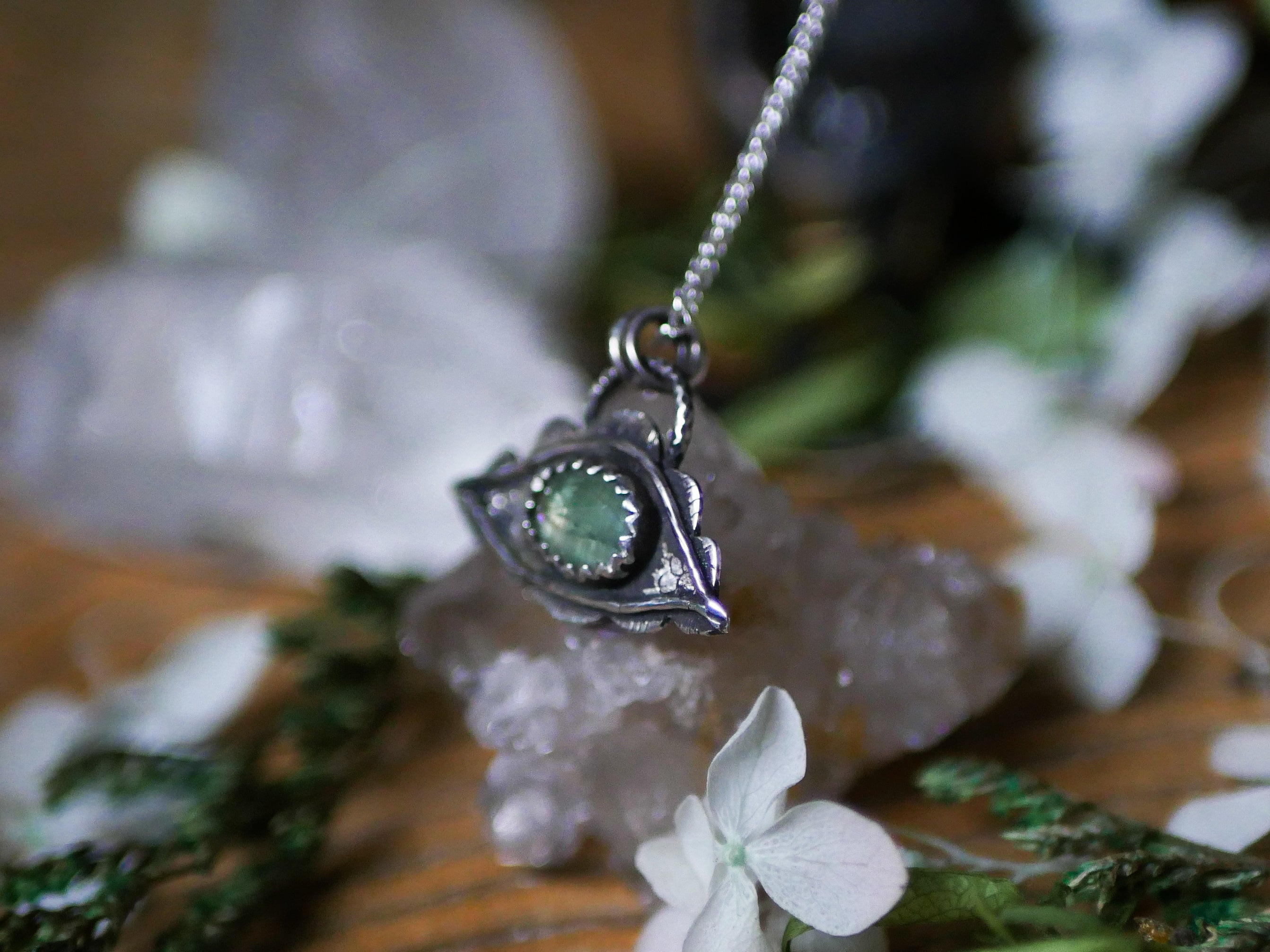 Amulette Oeil VIII - Kyanite verte & Argent 925