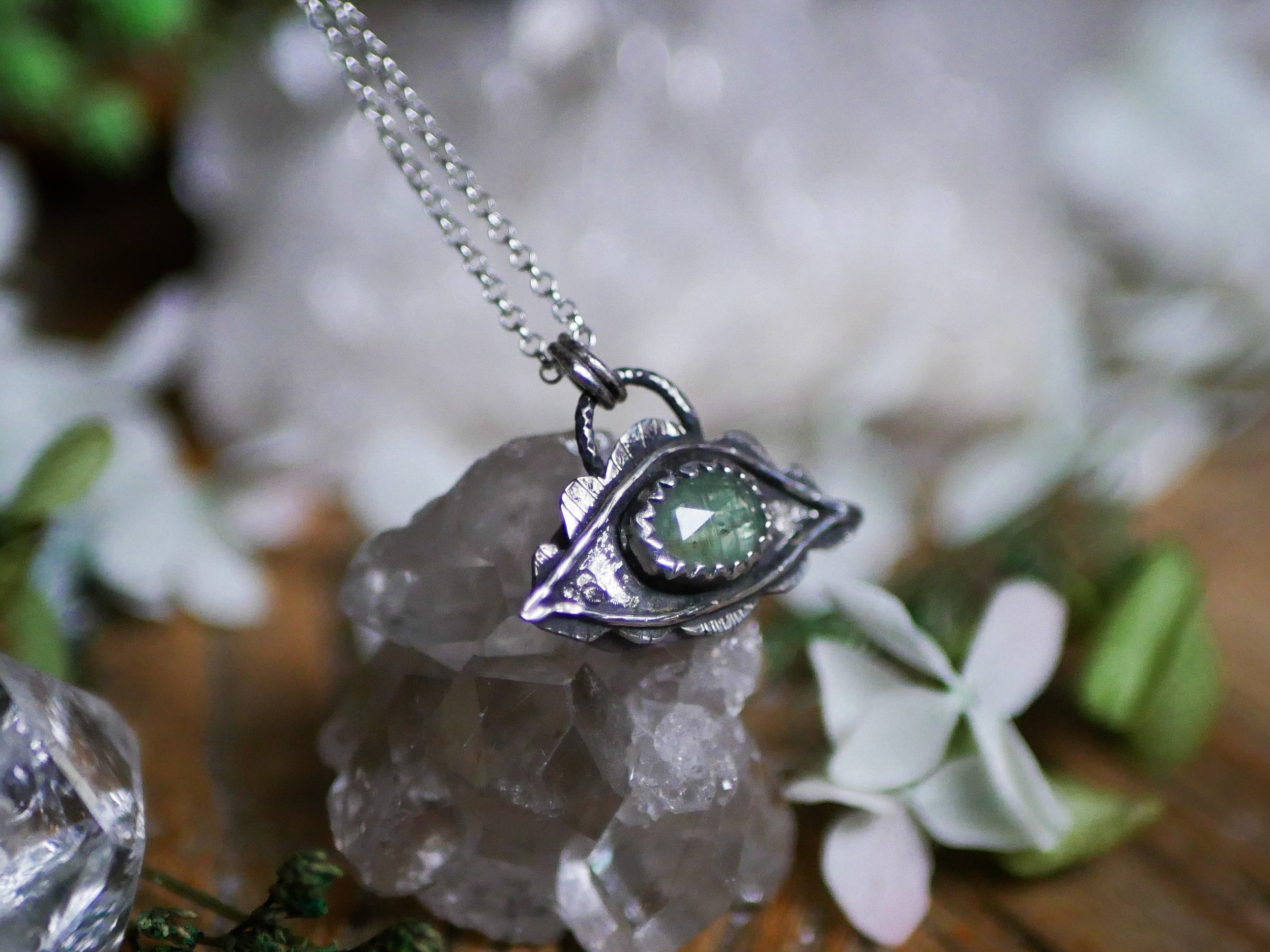 Amulette Oeil VIII - Kyanite verte & Argent 925