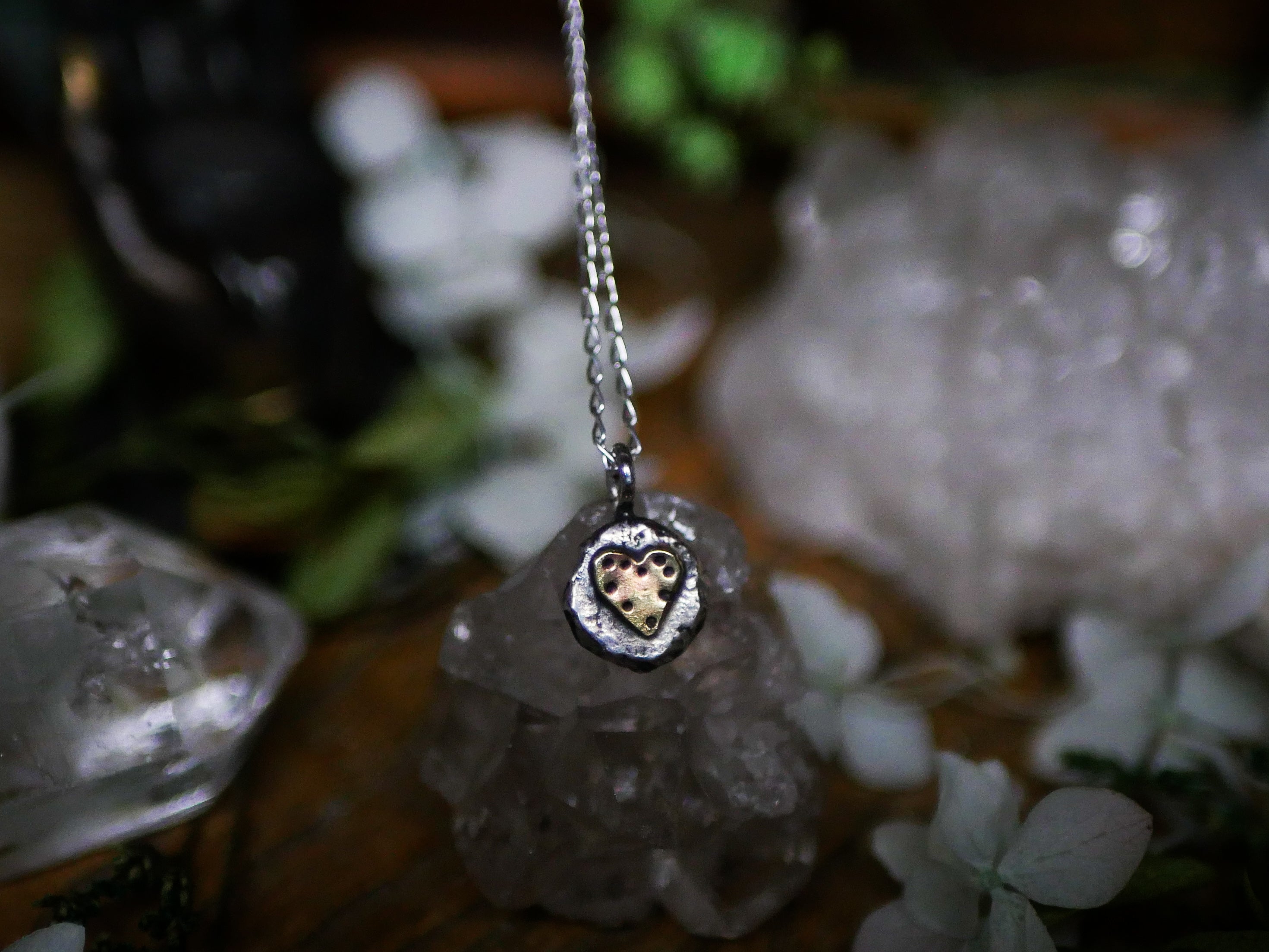 Amulette Pépite Coeur - Argent 925 & Laiton