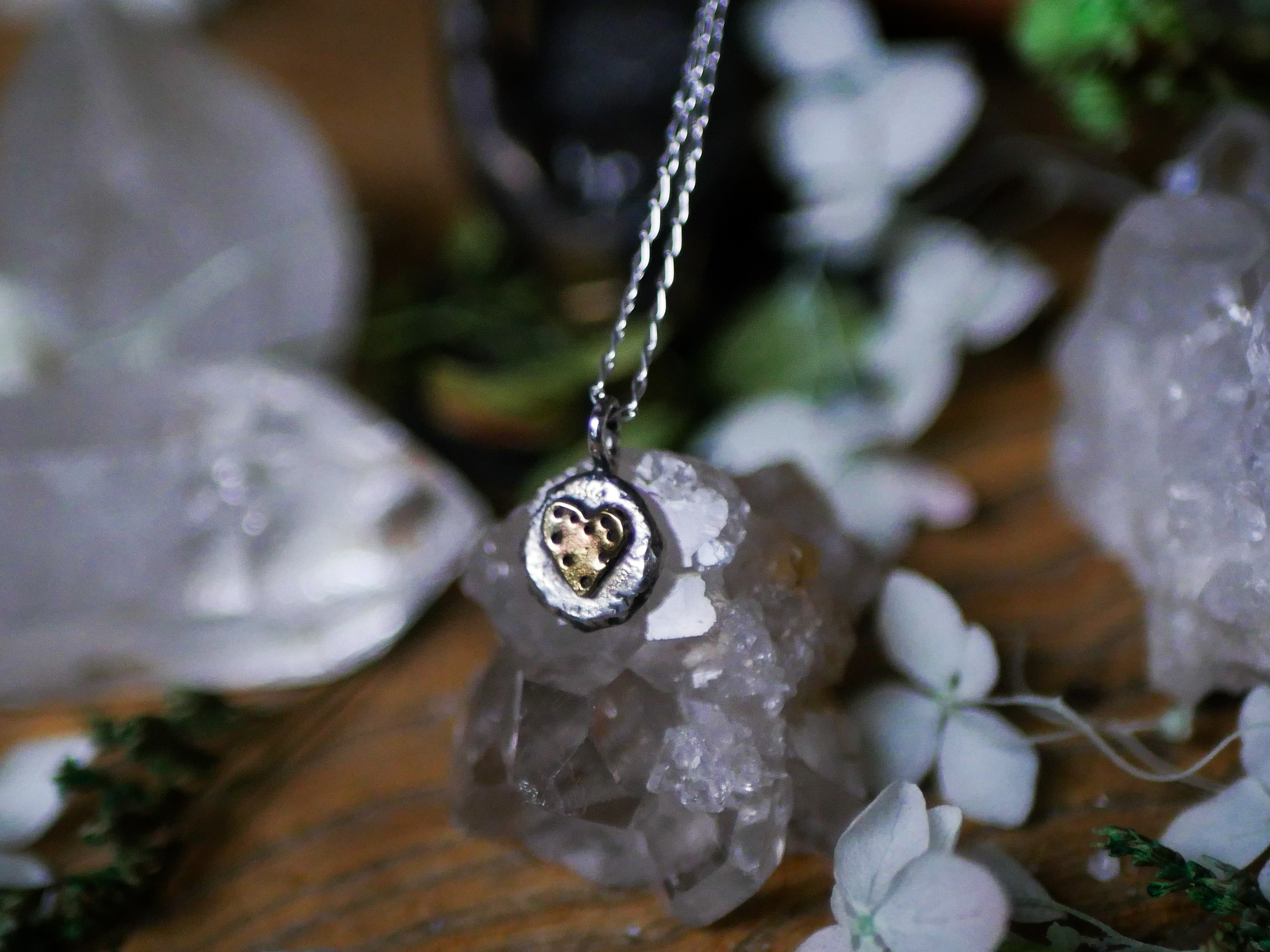 Amulette Pépite Coeur - Argent 925 & Laiton